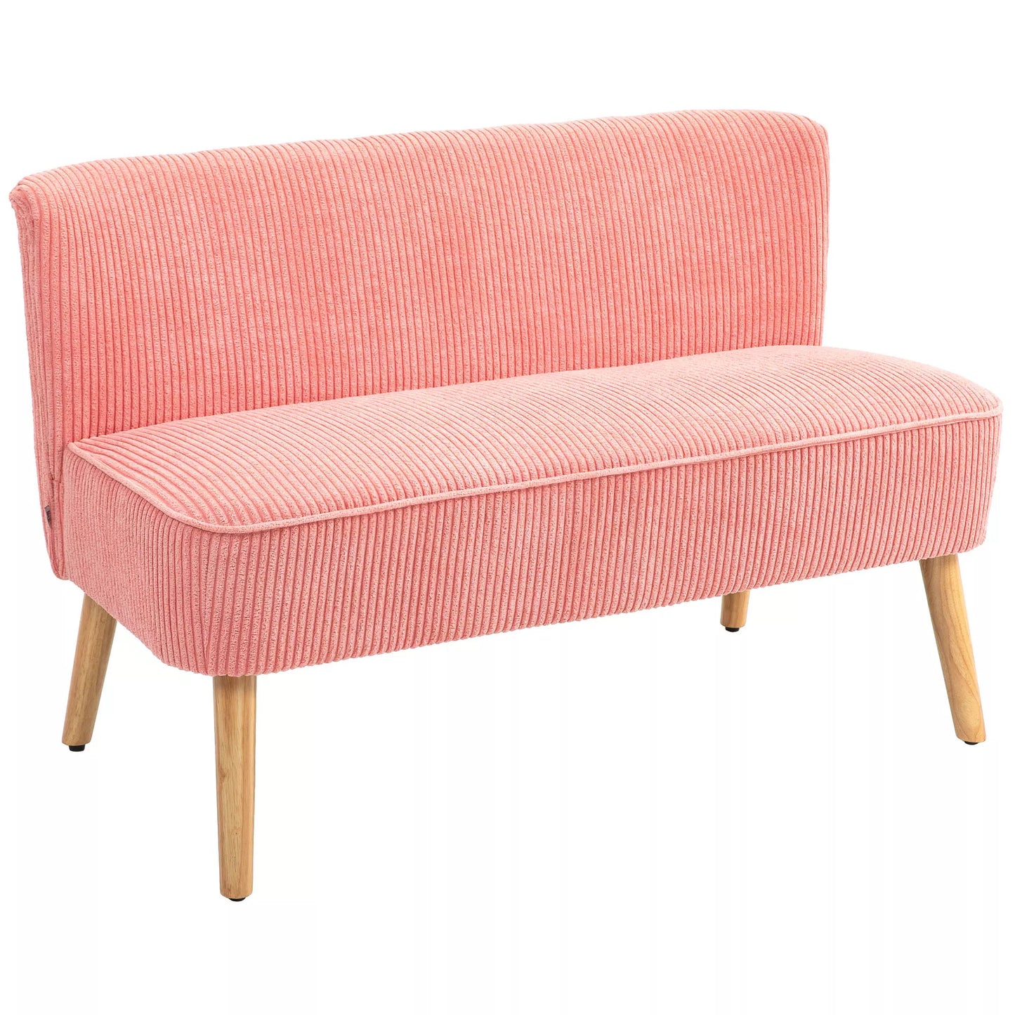 Dviem žmonėms skirta sofa, elegantiško skandinaviško dizaino, masyvus medinis rėmas, atlaiko iki 150 kg, 117 x 56,5 x 77 cm, rožinė