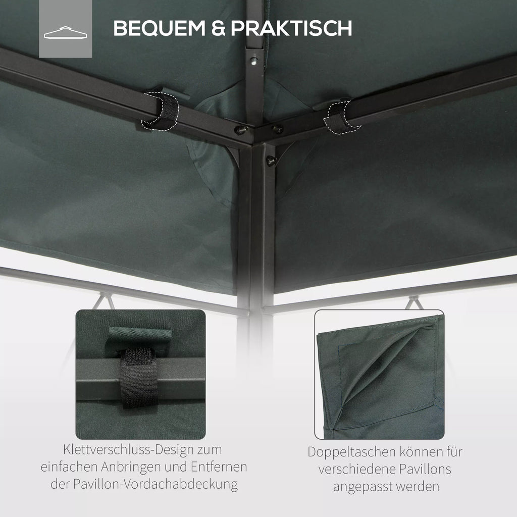 Atsarginis stogas metaliniam paviljonui 3x4 m, atsparus vandeniui Paviljono stogas su dvigubu stogu, atsarginis dangtis sodo paviljonui, šventėms skirtam palapinei, sodo palapinei, poliesterio, anglies pilkos spalvos