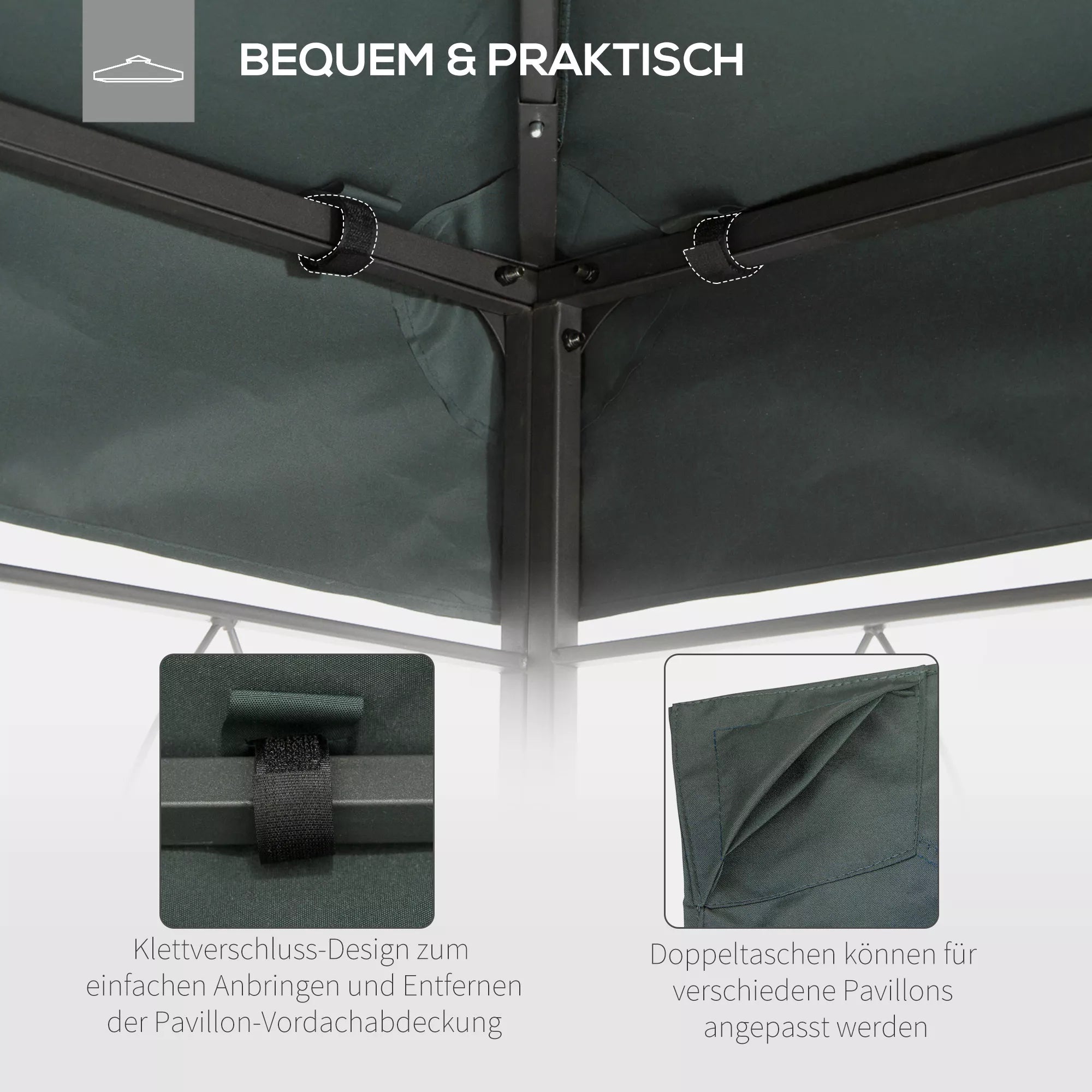 Atsarginis stogas metaliniam paviljonui 3x4 m, atsparus vandeniui Paviljono stogas su dvigubu stogu, atsarginis dangtis sodo paviljonui, šventėms skirtam palapinei, sodo palapinei, poliesterio, anglies pilkos spalvos
