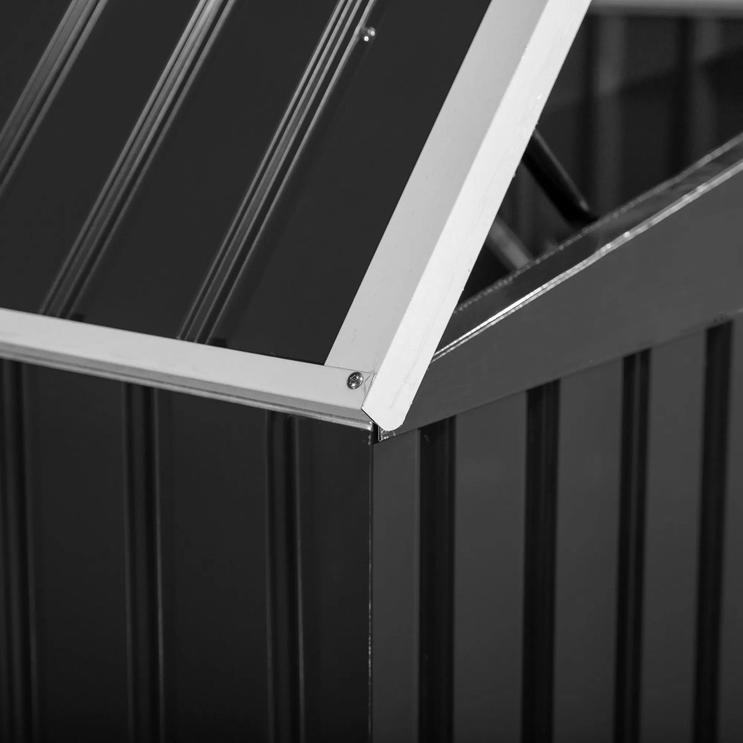 Lauko šiukšliadėžių dėžė Storer, užrakinama įrangos dėžė 2 šiukšliadėžėms, plieninė, 178,5 x 104,5 x 128,5/113 cm, juoda