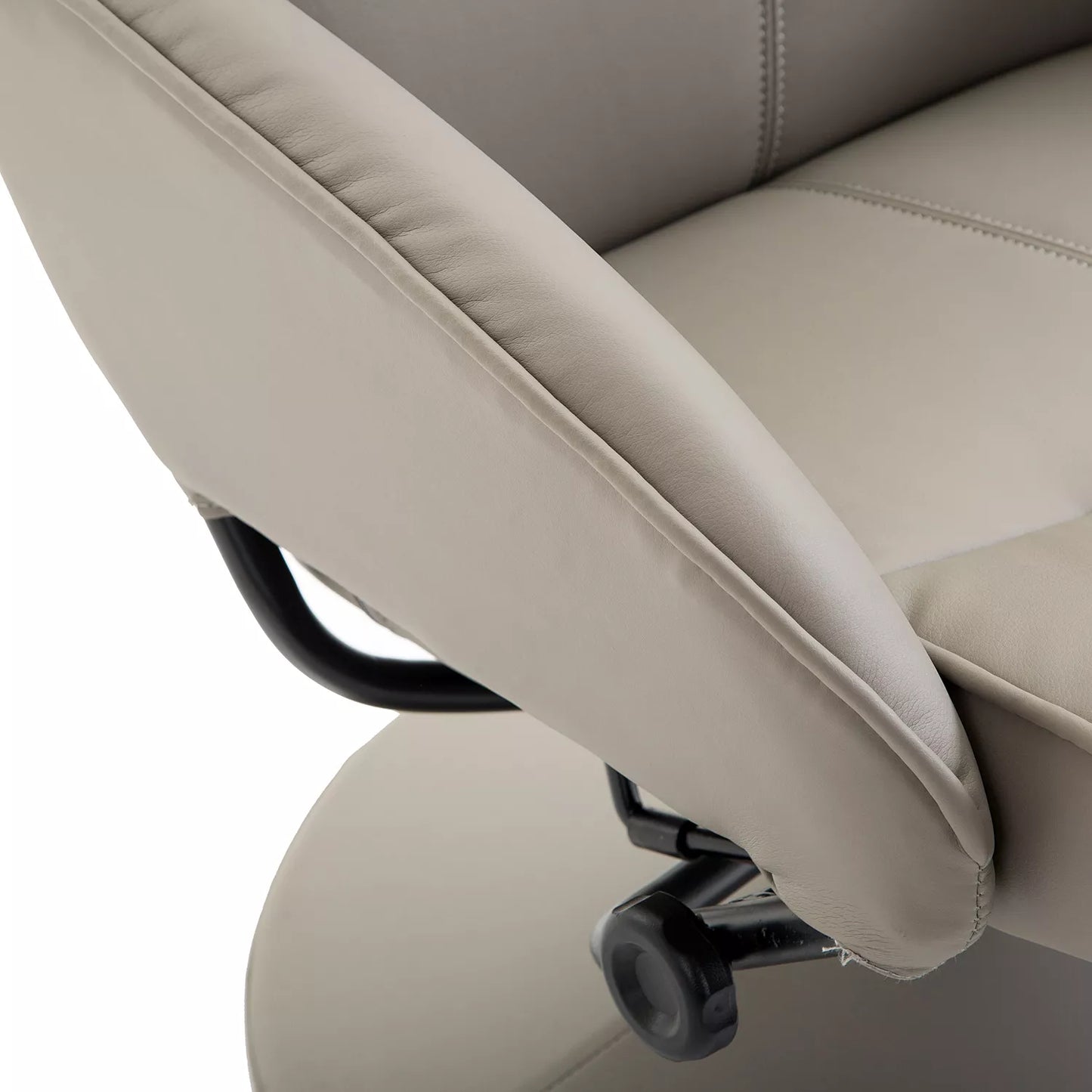 Poilsio krėslas su pakoja, 360° besisukantis TV krėslas su gulėjimo funkcija, odinis fotelis, skaitymo krėslas svetainei, miegamajam, pilkos spalvos