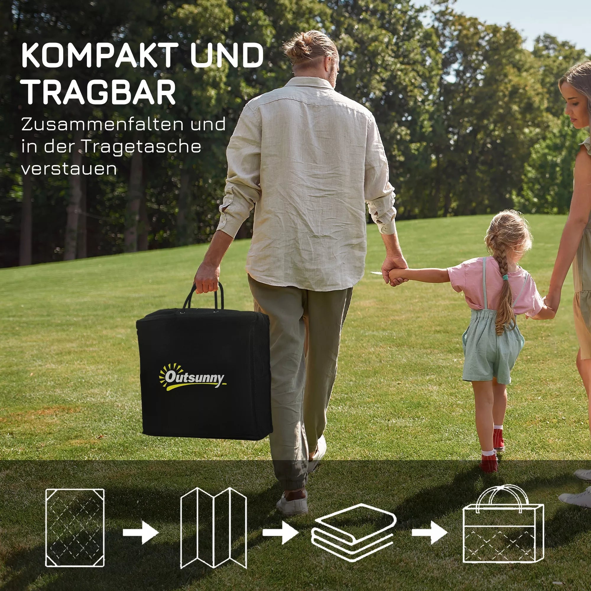 Lauko kilimas, atsparus vandeniui, geometrinis, 182x274 cm, juodas/pilkas