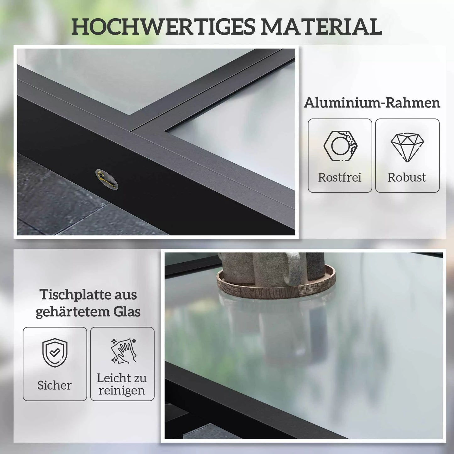 Ištraukiamas lauko, sodo stalas, atsparus oro sąlygoms, 160x80x75 cm (juodas)