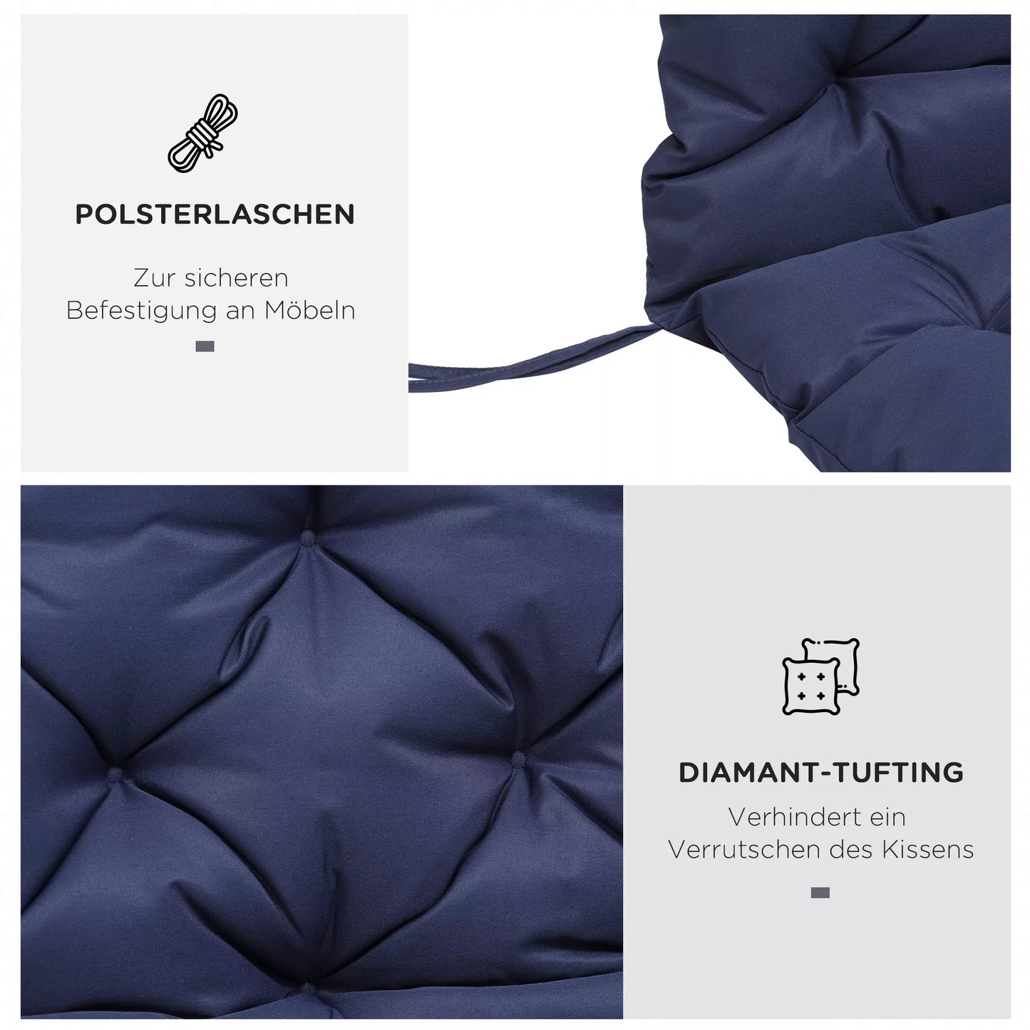 Sėdynės pagalvėlė suolams, pagalvėlė su tvirtinimo dirželiais, iki 3 asmenų, putplasčio užpildas.