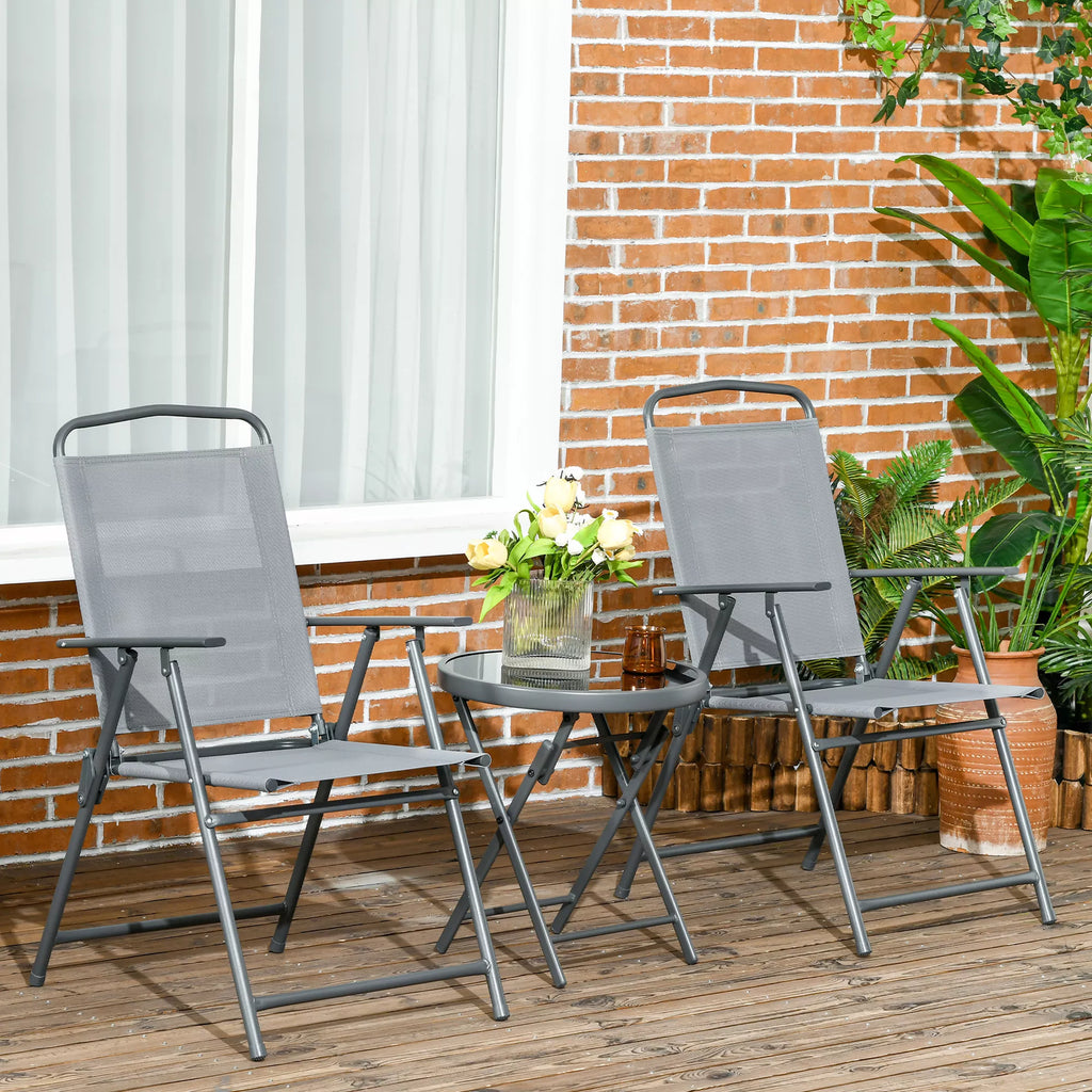 Lauko bistro baldų rinkinys Sodo bistro komplektas Sulankstomas bistro rinkinys, 53,5 cm x 64 cm x 93 cm, šviesiai pilkos spalvos