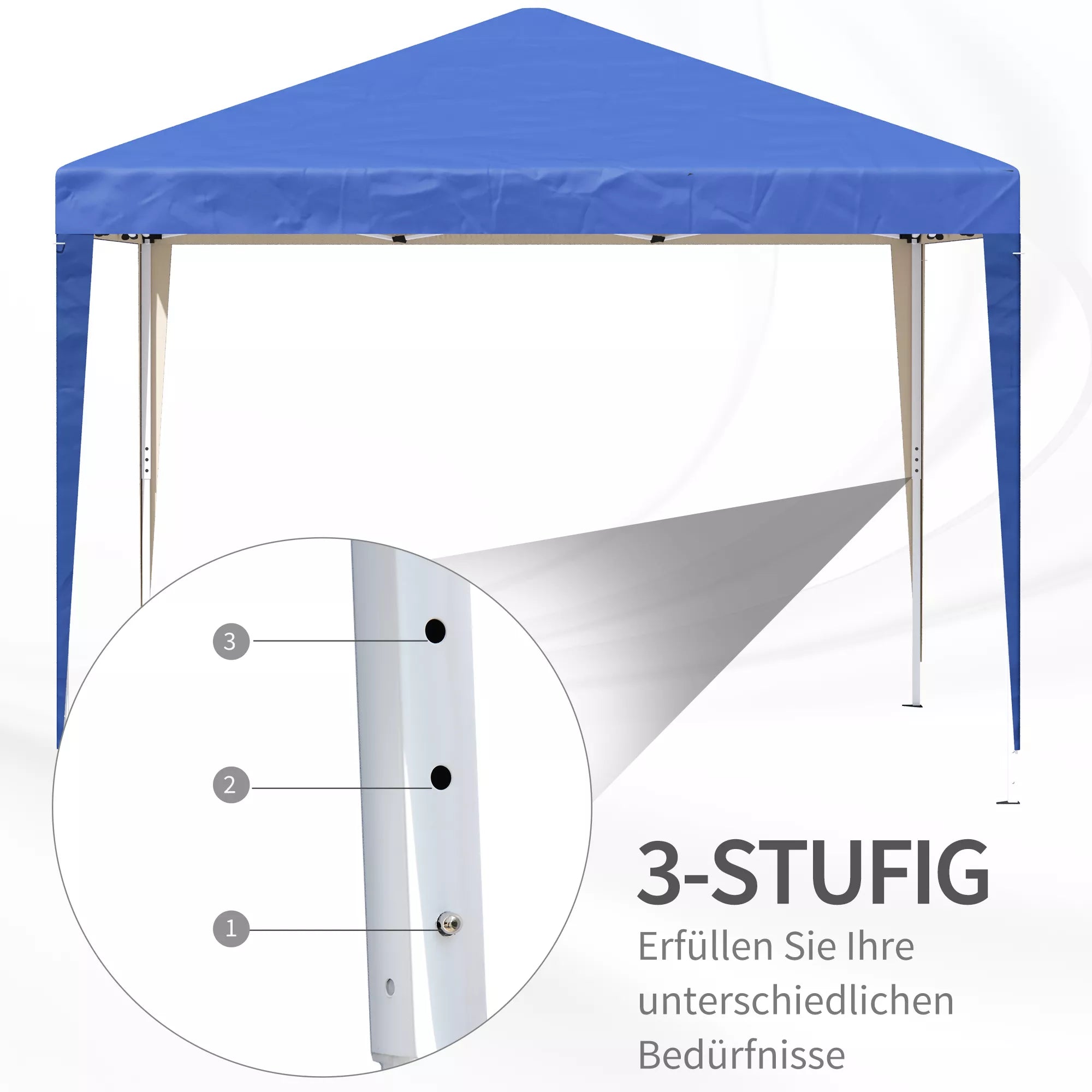 Paviljonas, 2,95 x 2,95 m Pop-Up sulankstomas paviljonas, sodo paviljonas, vakarėlių palapinė, UV apsauga, plienas + Oxford audinys, mėlynas