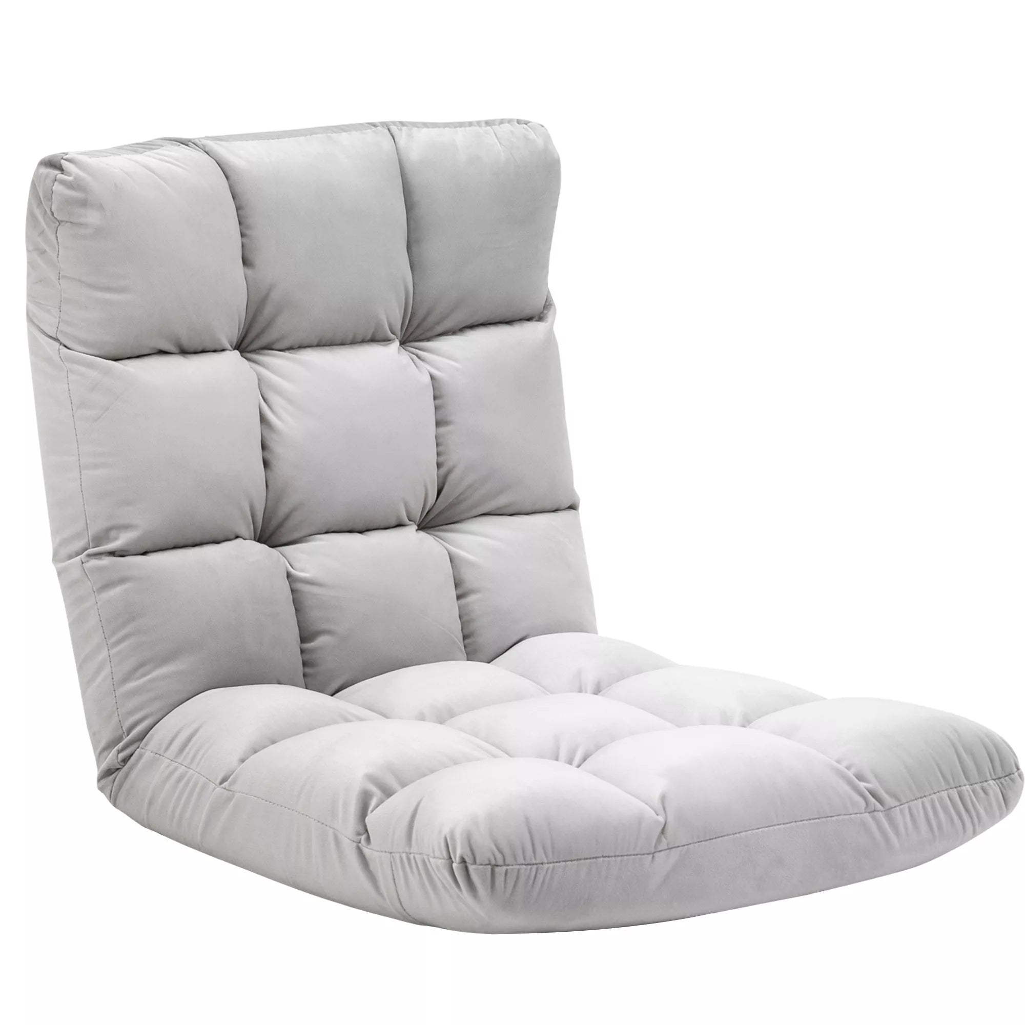 Sulenkiama grindinė kėdė su atlošo reguliavimo funkcija, paminkštinta poilsio kėdė TV žiūrėjimui, skaitymui, meditacijos kėdė "Lazy Sofa" skaitymo fotelis meditacijai namuose, pilka
