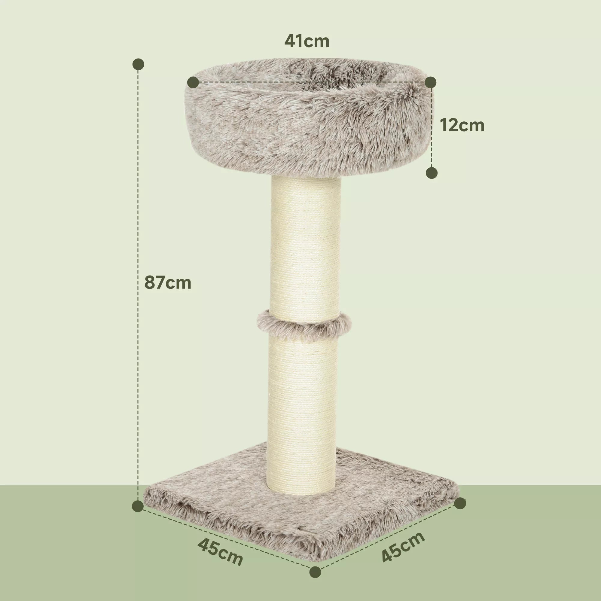 Kačių medis Petree, 87 cm, su draskykle ir gultu, rudas