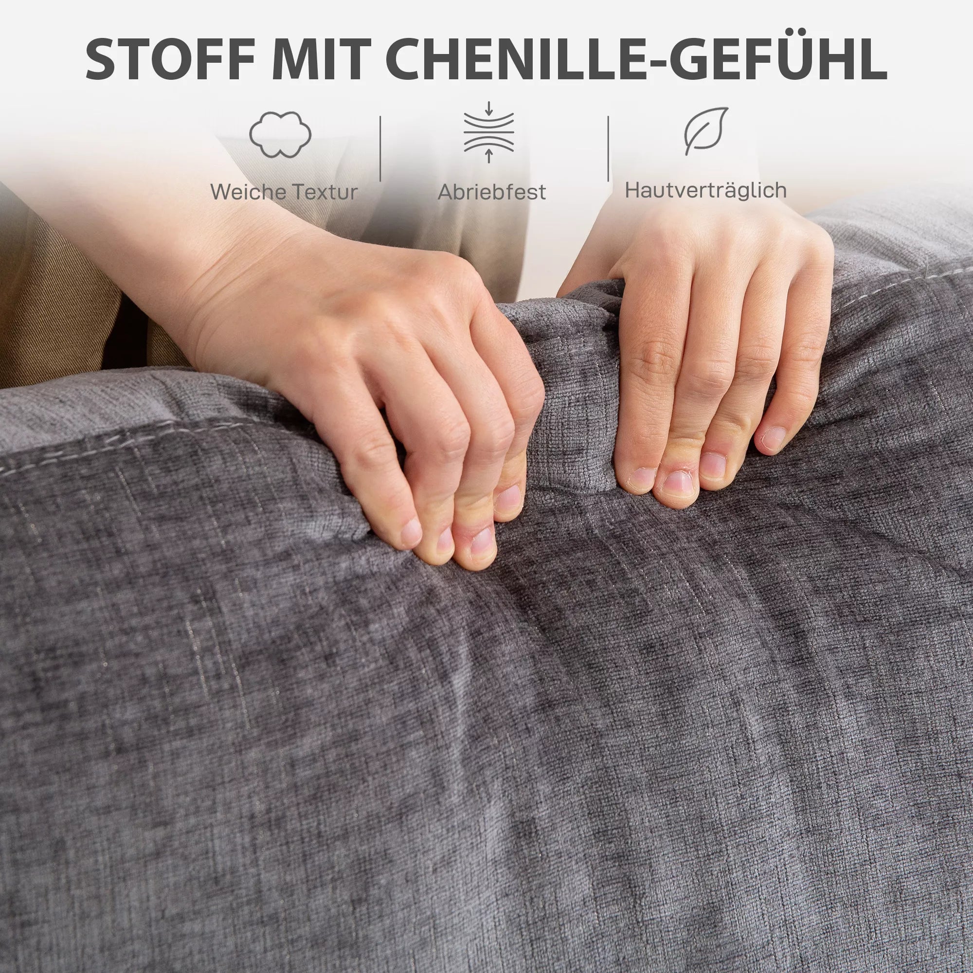 Trivietė sofa, poliesterio apmušalas, pilka