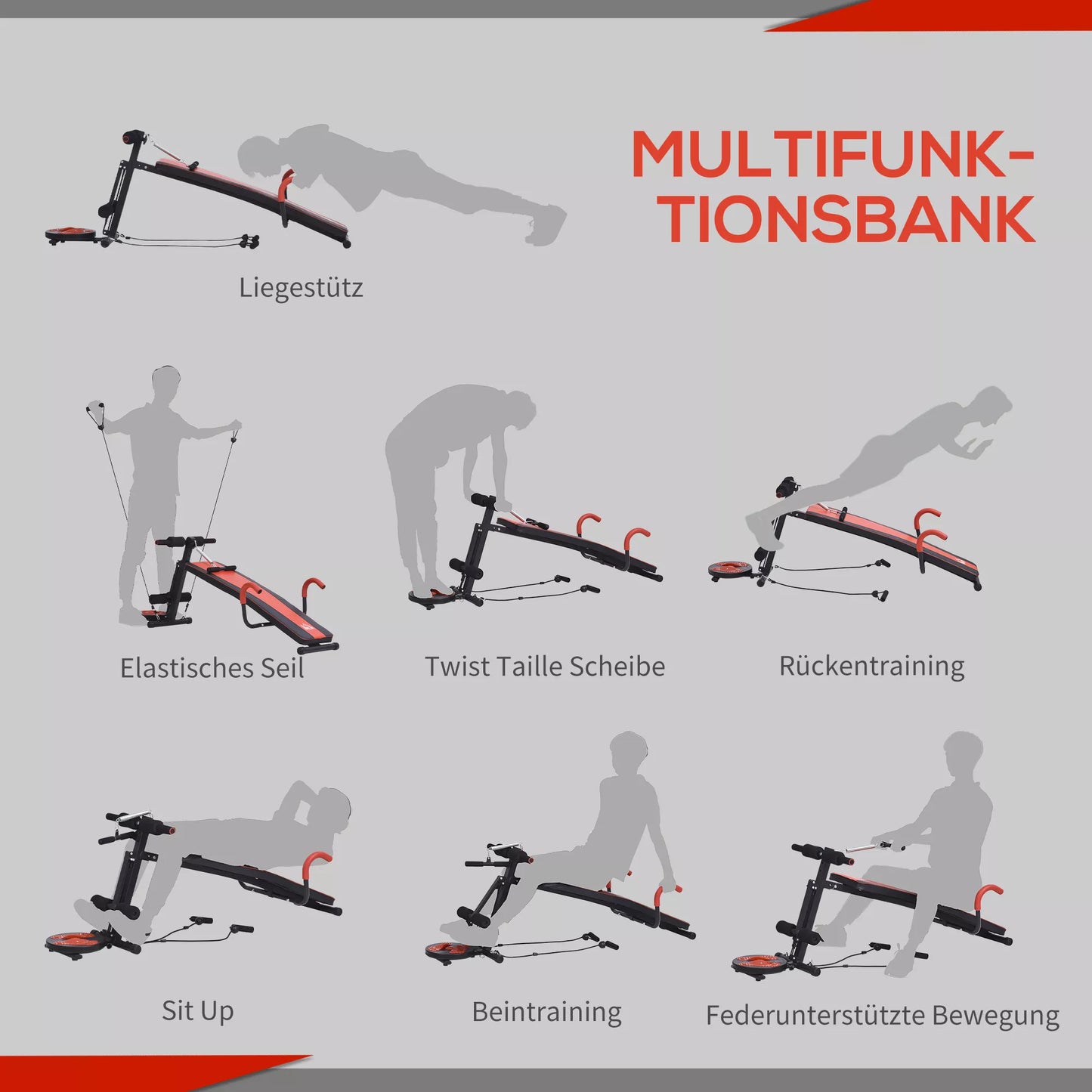 Sit Up Bank sulankstomas daugiafunkcis svarmenų suoliukas su pasipriešinimu, treniruočių suoliukas viso kūno treniruotėms, plokščias suoliukas, paaukštintas suoliukas, pilvo treniruoklis namams, sporto salei, treniruočių suoliukas iki 120 kg