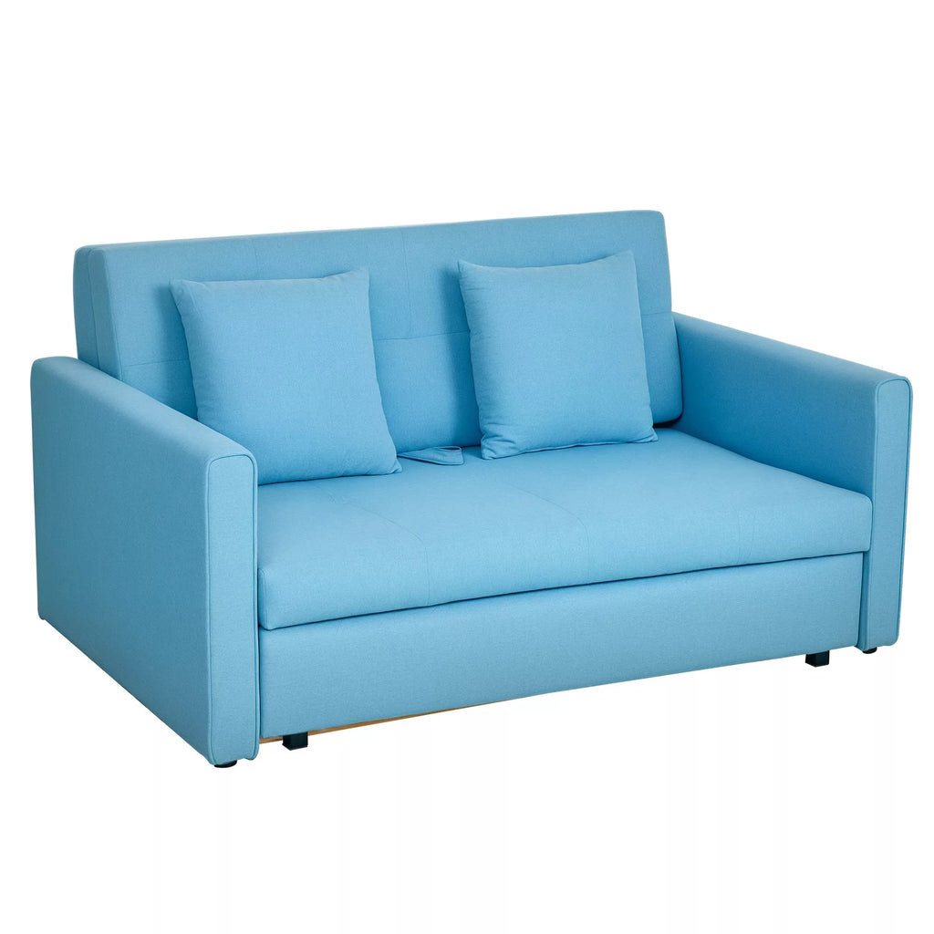 Sofa-lova, 2 vietų sofa, su paslėpta laikymo vieta, Poliesteris, Šviesiai mėlyna, 152 x 101 x 81cm