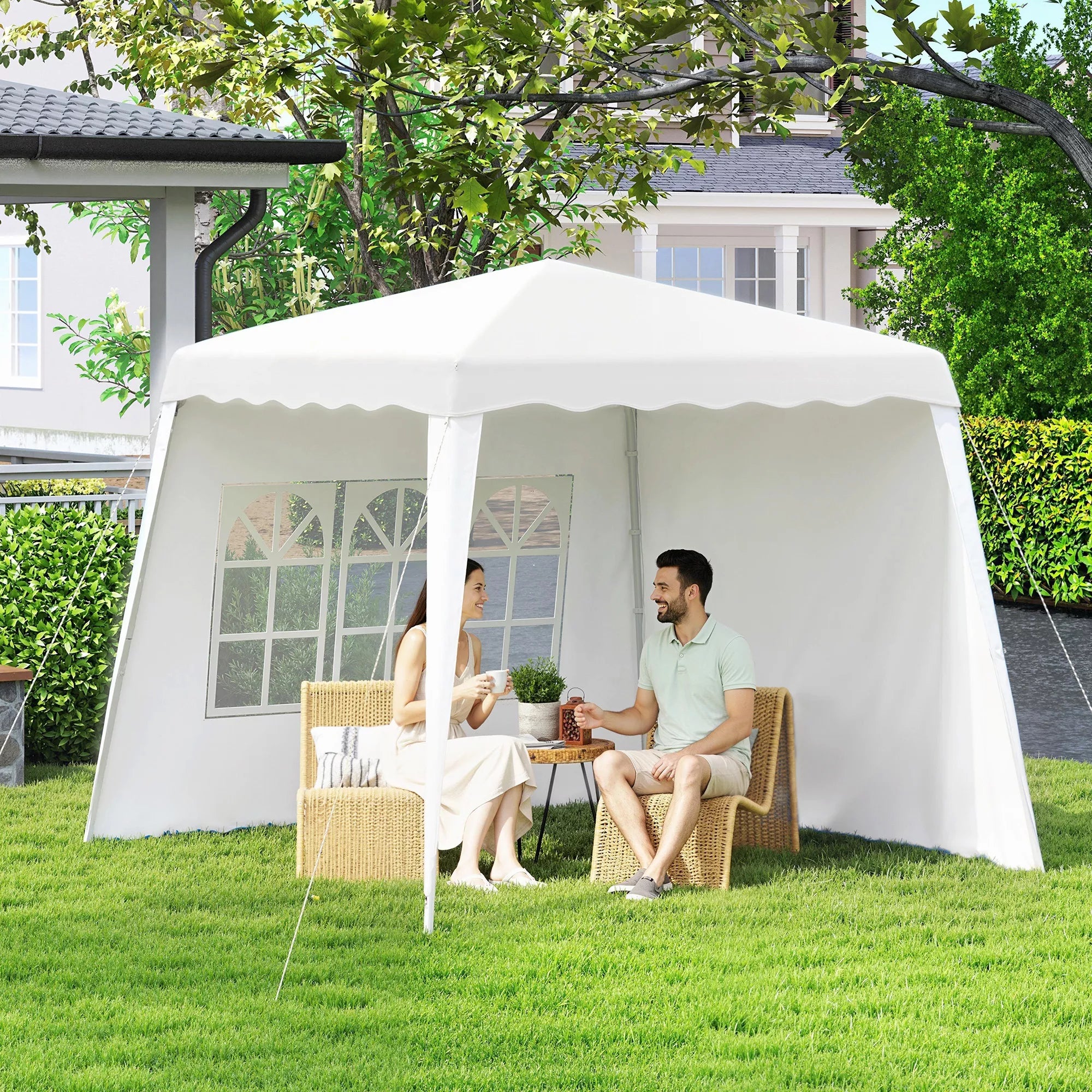 Pop Up Pavillion Sulankstomas paviljonas, su stogu, atsparus oro sąlygoms, 240 x 240 x 250 cm, baltas