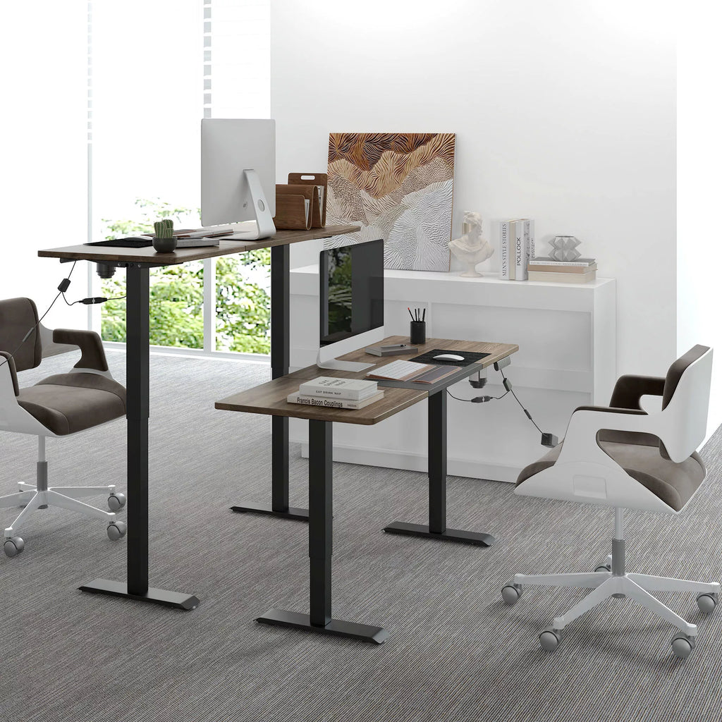 Aukščio reguliuojamas stalas Elektrinis 140 x 70 cm Kompiuterio stalas su 4 atminties valdymo funkcijomis, 4 dalių stalviršis, stovimojo-sėdimojo stalo su apsauga nuo susidūrimo, apsauga nuo perkaitimo Juodas