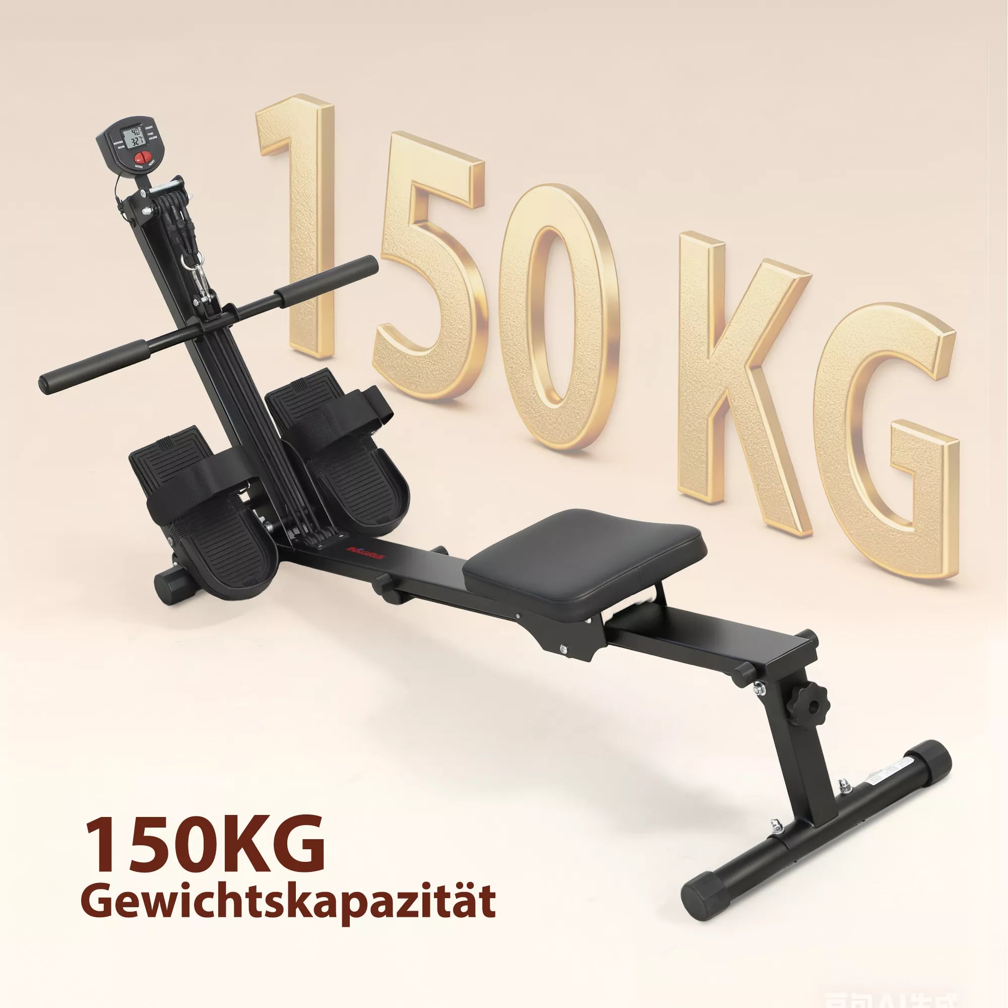 Irklianimo treniruoklis, irklavimo treniruoklis namams, LCD ekranas, sėdynės pagalvėlė, 150 kg apkrova, tylus veikimas, plienas, juodas