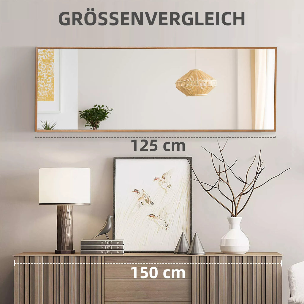 Sieninis veidrodis mediniu rėmu 45 x 125 cm, natūralios spalvos