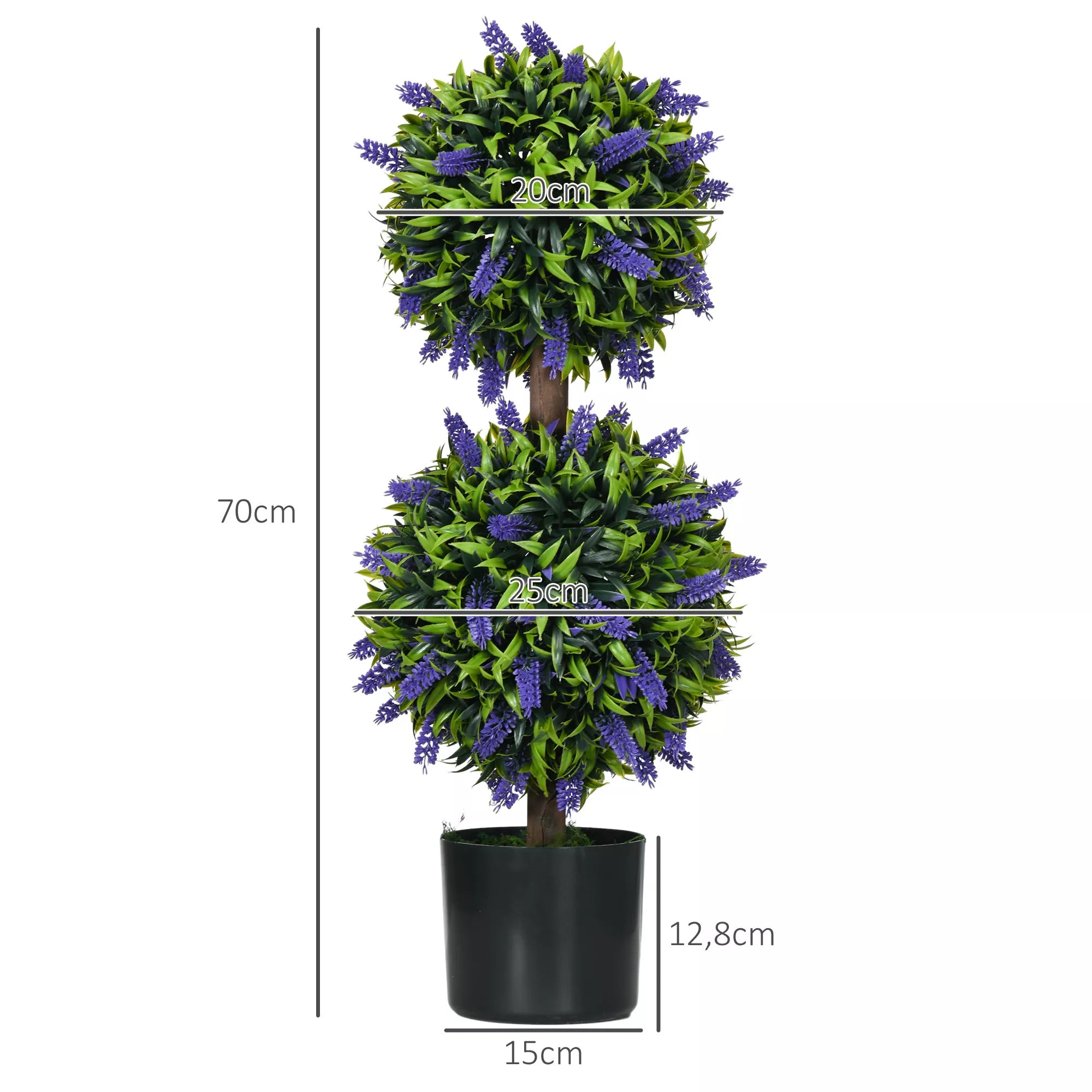 Dirbtinio augalo matmenų schema: aukštis 70 cm