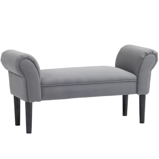 Sėdimoji suoliukas, suoliukas prie lovos, tvirta konstrukcija, minkštas paminkštinimas, 102x36x51 cm, Pilka