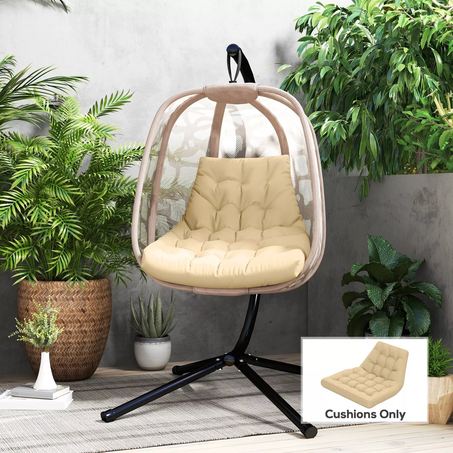 Sėdimoji pagalvėlė, lauko sėdimoji pagalvėlė kabančiam krepšiui ir supamiesiems krėslams, lauko pagalvėlė, smėlio spalvos