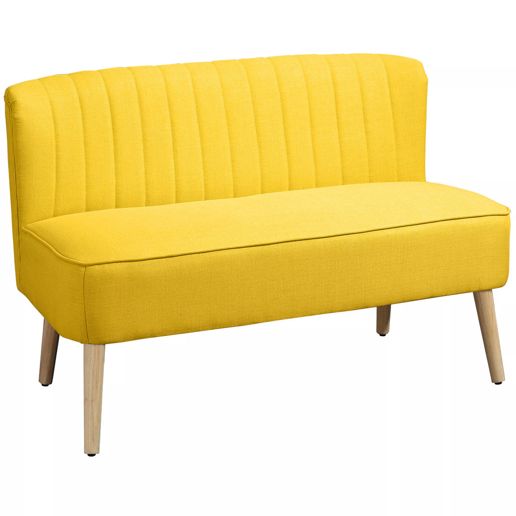2 vietų sofa, minkšta apmušalai, lengvai prižiūrimi apmušalai, iki 150 kg, 117 x 56,5 x 77 cm, geltona