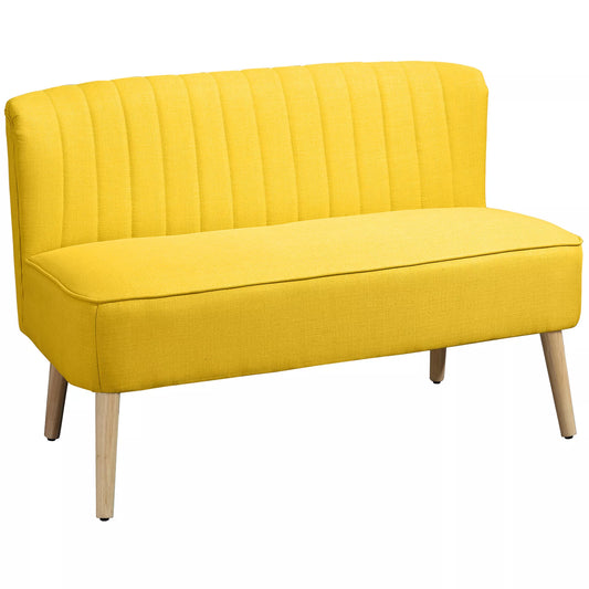 2 vietų sofa, minkšti paminkštinimai, lengvai prižiūrimas užvalkalas, iki 150 kg, 117 x 56,5 x 77 cm, geltona