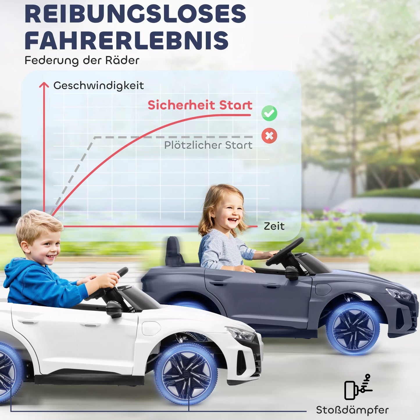 Elektrinis automobilis vaikams su nuotolinio valdymo pulteliu, saugos diržu, garso signalu, muzika, priekiniais žibintais, iki 5 km/h, 3-5 metai, pilkas