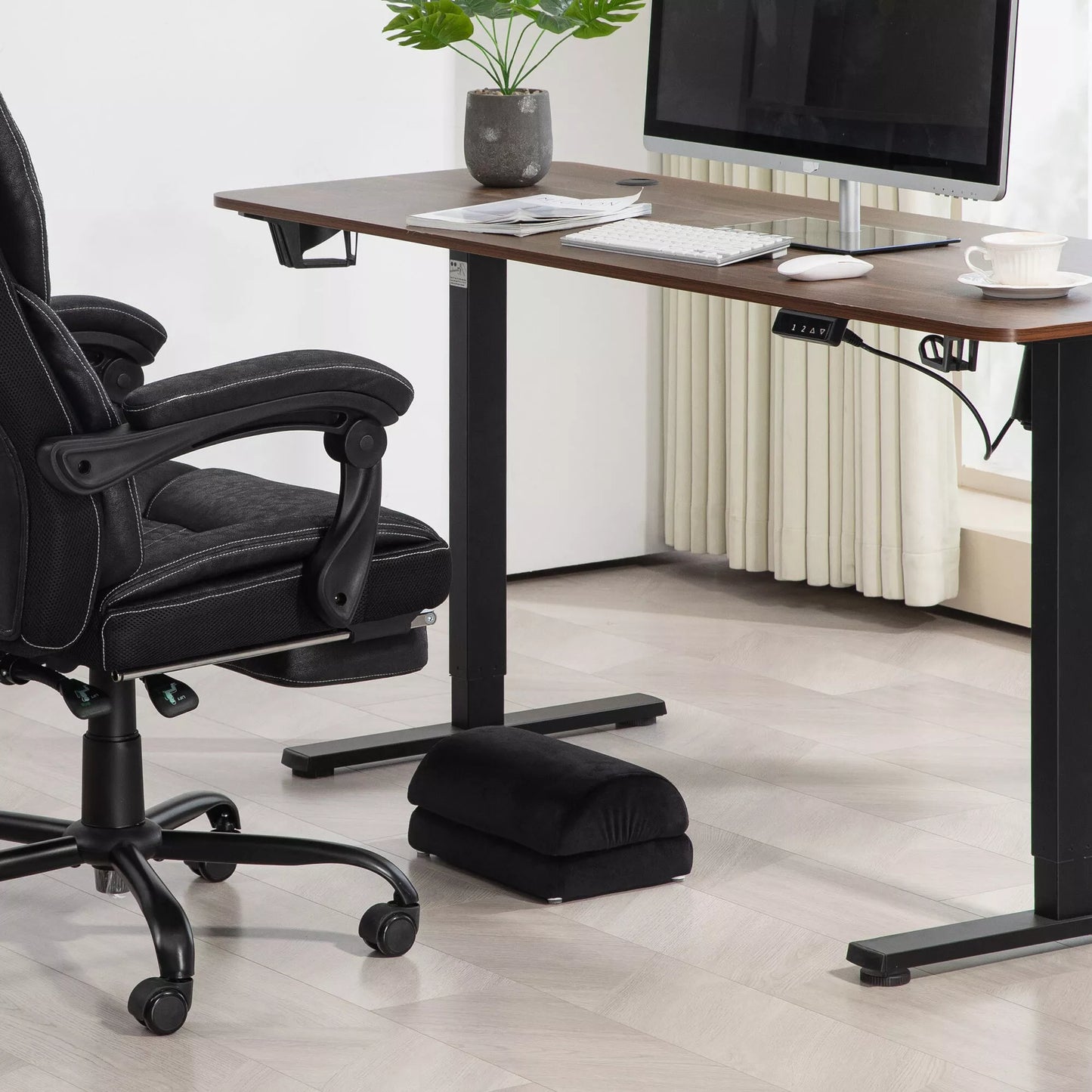 Daugiafunkcinis kojos atrama, išlenktas paviršius, neslystančios pagalvėlės, 32 x 22 x 15 cm, Juoda