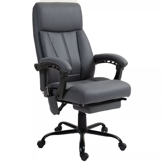 Biuro kėdė su masažo ir šildymo funkcija, kojų atrama, iki 120 kg, tamsiai pilka
