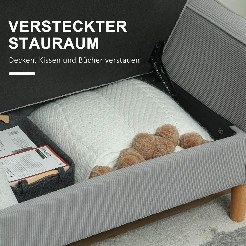 Dvivietė sofa su daiktadėže, šviesiai pilka