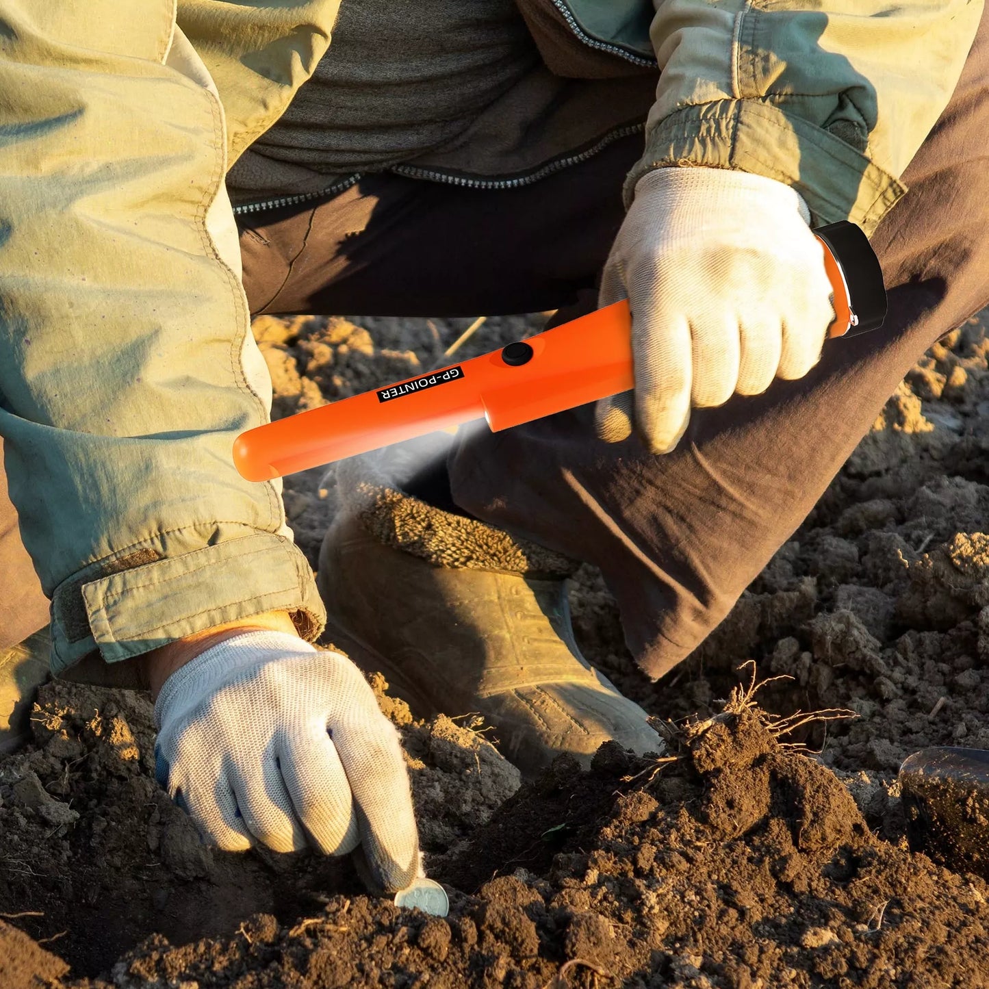 Metalo ieškiklis suaugusiems, nešiojamas aptikimo įrenginys su LED indikatoriumi, atsparus vandeniui, belaidis, oranžinis