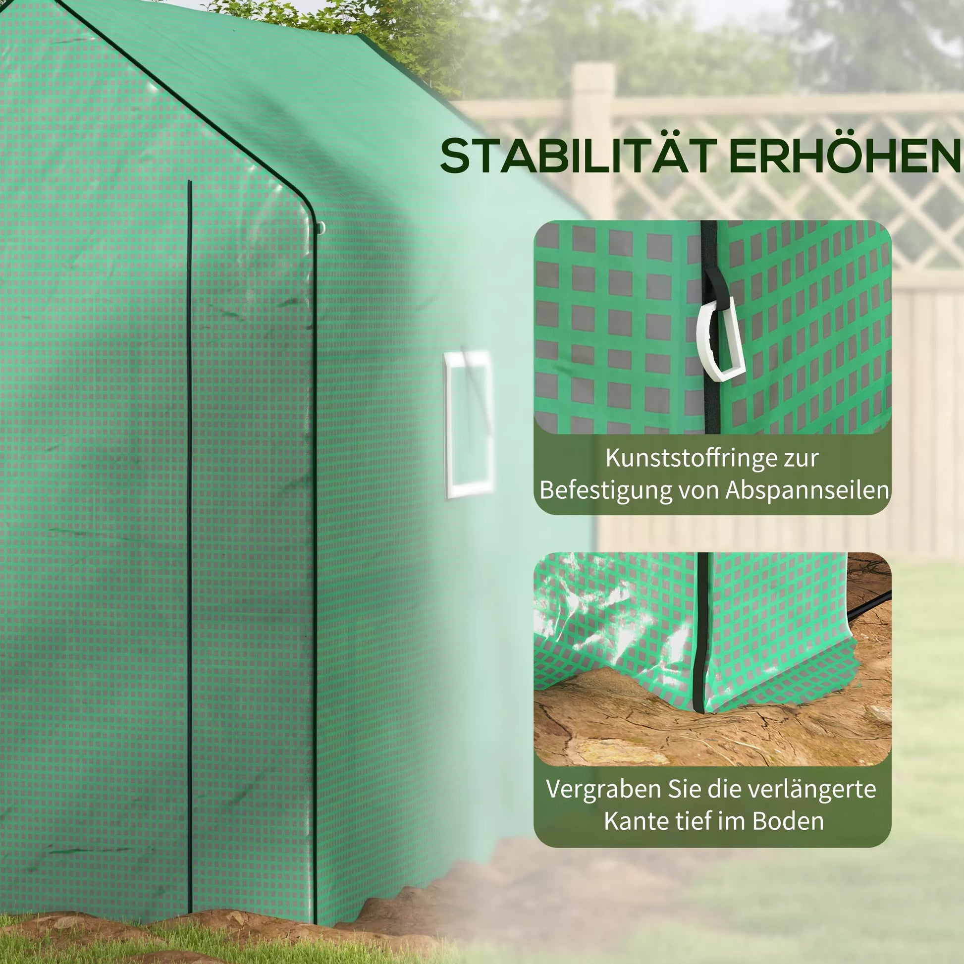 Šiltnamio atsarginis tentas, atsparus oro sąlygoms, atsparus UV spinduliams, 140 x 213 x 190 cm, žalias