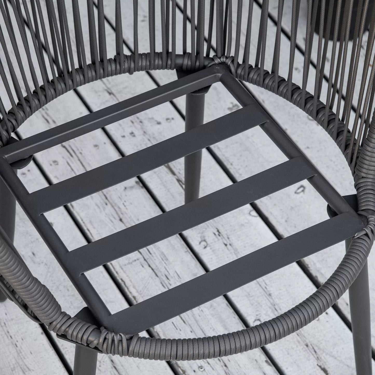 Bistro komplektas, rotango sofos komplektas, lauko baldų komplektas, 2 kėdės, 1 stalas, atsparus oro sąlygoms, 65 x 63 x 80 cm, Tamsiai pilkas + Šviesiai pilkas