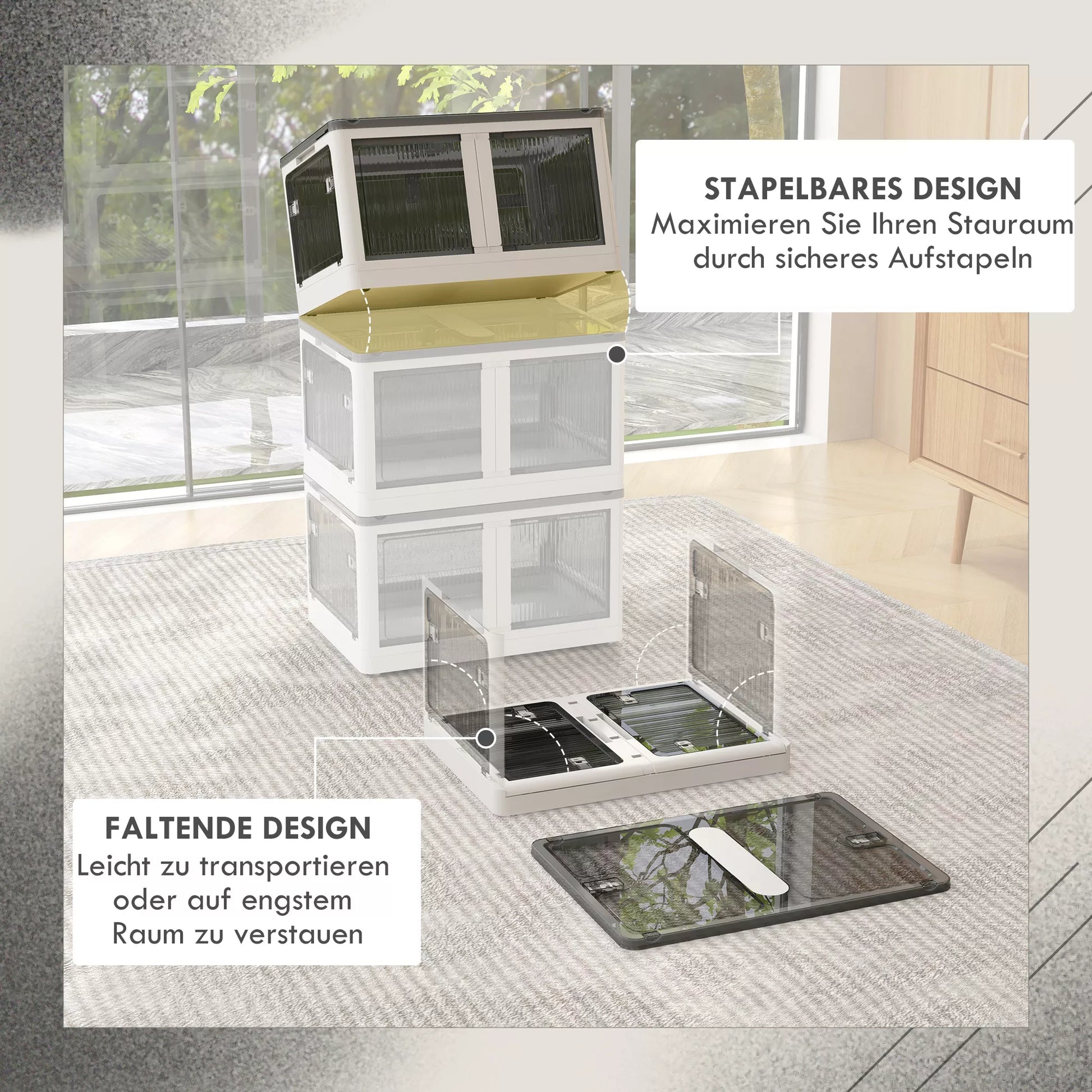 Laikymo dėžė Laikymo krepšys. Sulankstomas, su apsauga nuo dulkių, 60 cm x 42 cm x 34 cm, balta + pilka