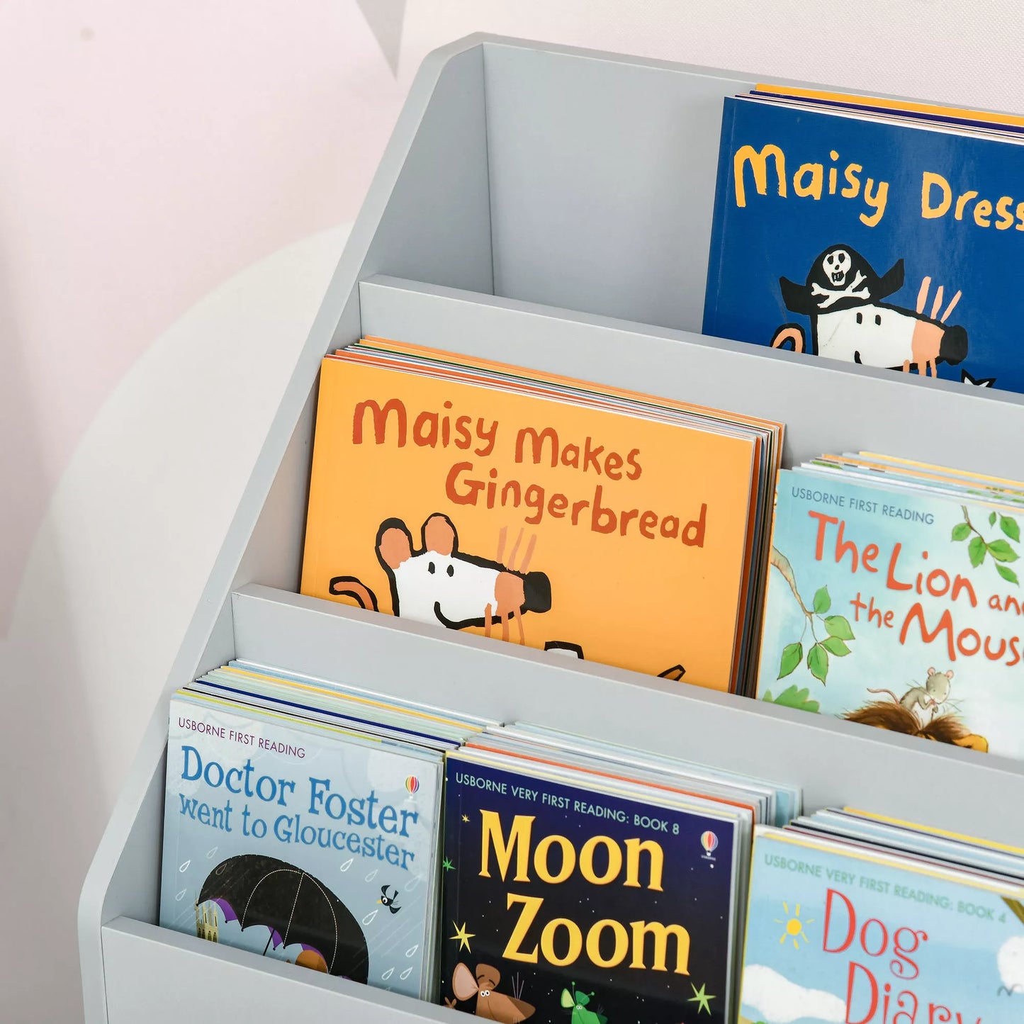 Vaikų lentyna su stalčiumi, knygų lentyna su skyreliais, 60 x 29,9 x 90 cm, pilka