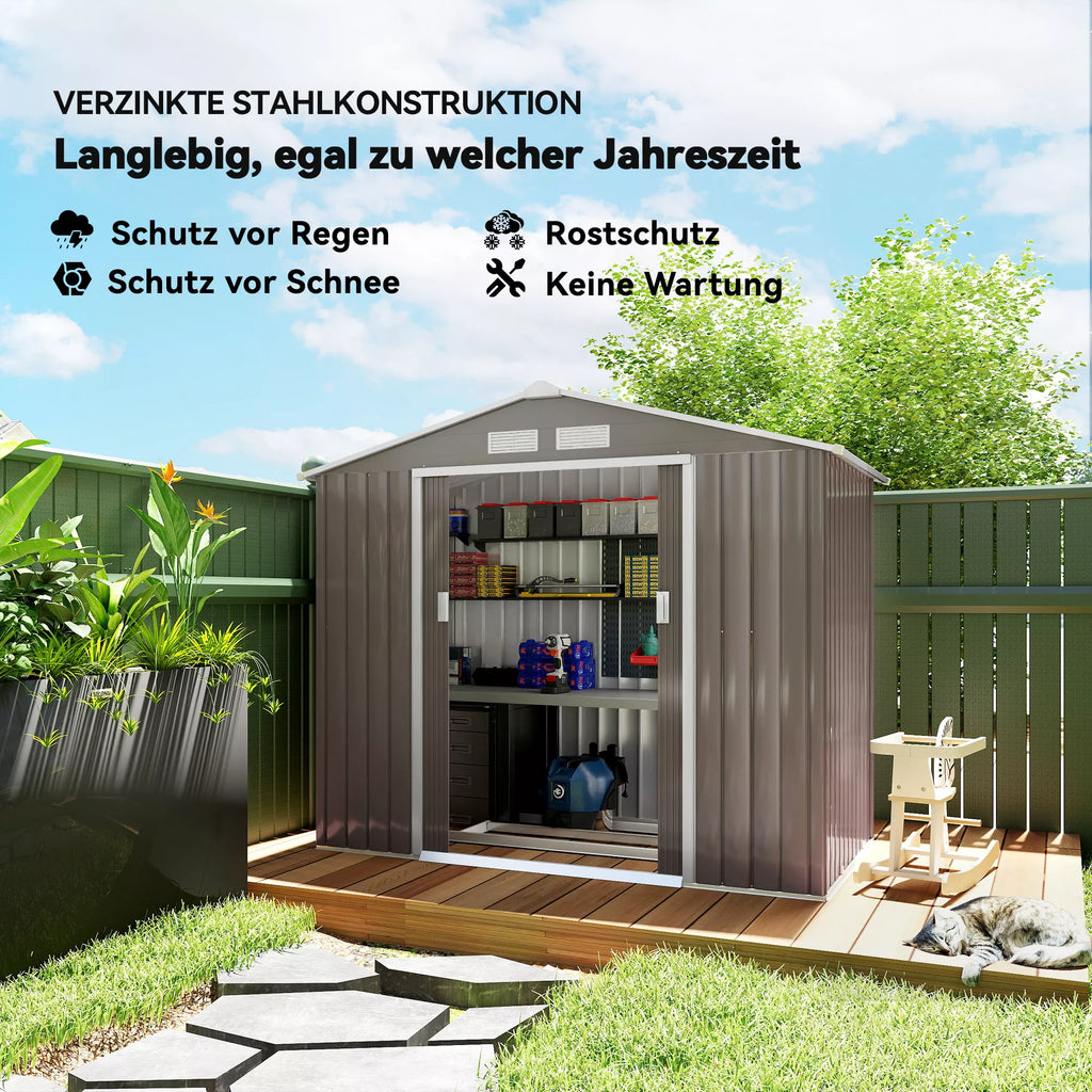 Įrankių sandėliukas su stumdomomis durimis 2,13 x 1,30 x 1,85 cm Metalo Pilkos spalvos