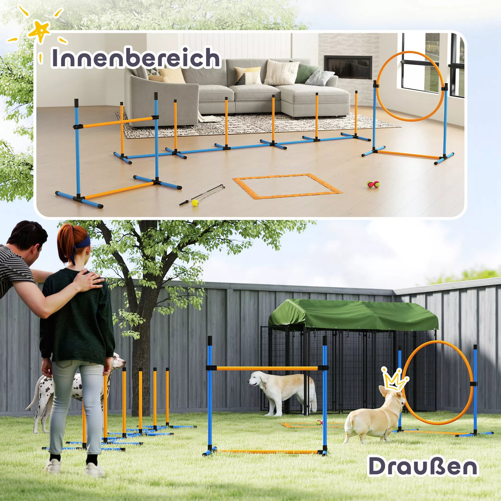 Šunų dresūros rinkinys Agility 7 dalių, mėlynas/oranžinis