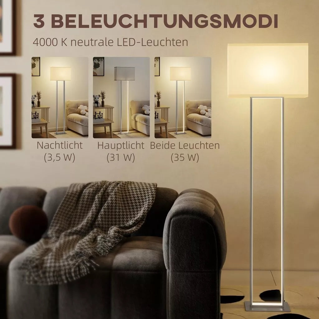 Modernus pastatomas šviestuvas su reguliuojamu ryškumu ir lininiu gaubtu