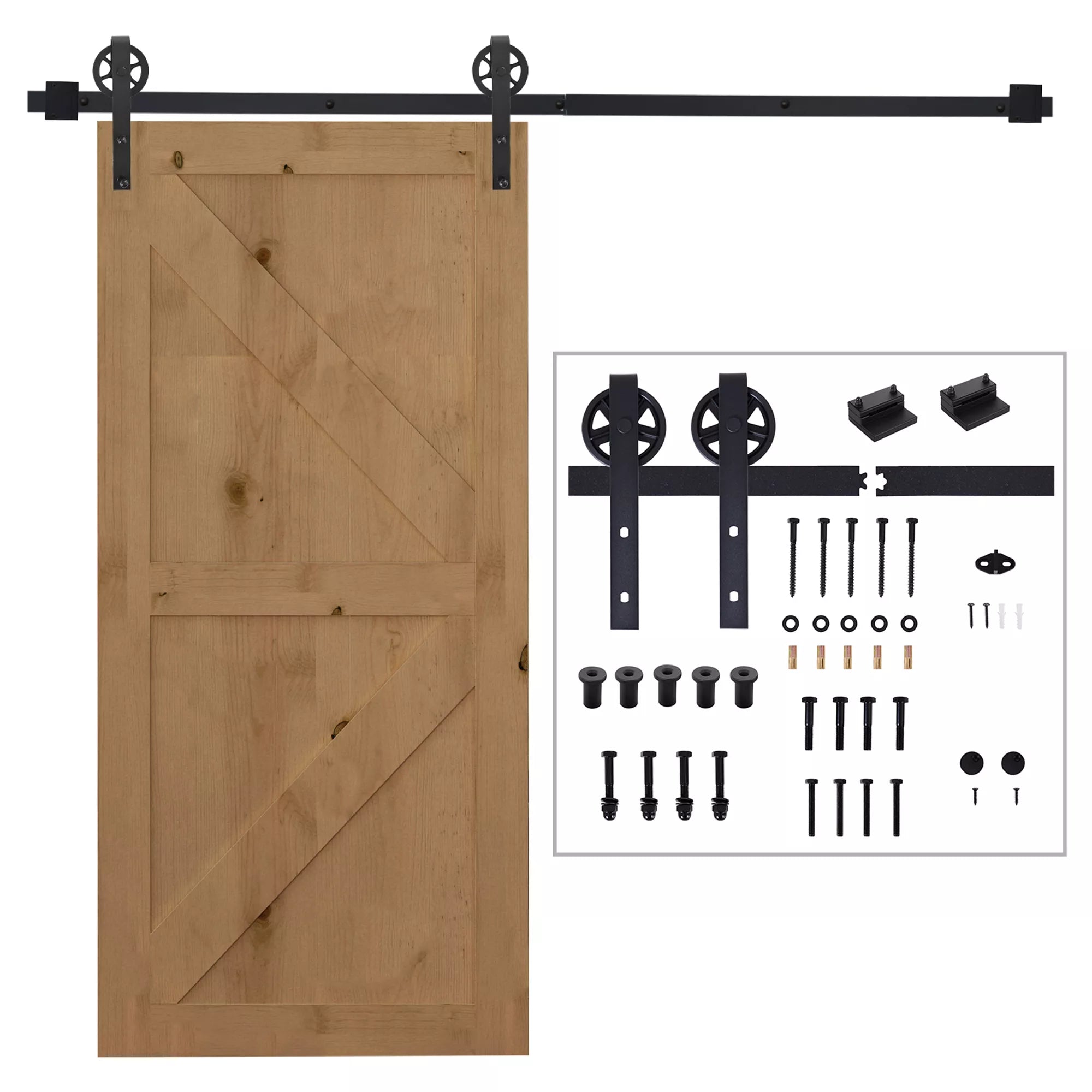 Stumdomų durų mechanizmas, industrinio stiliaus, iki 90 kg, juodas, 200 cm