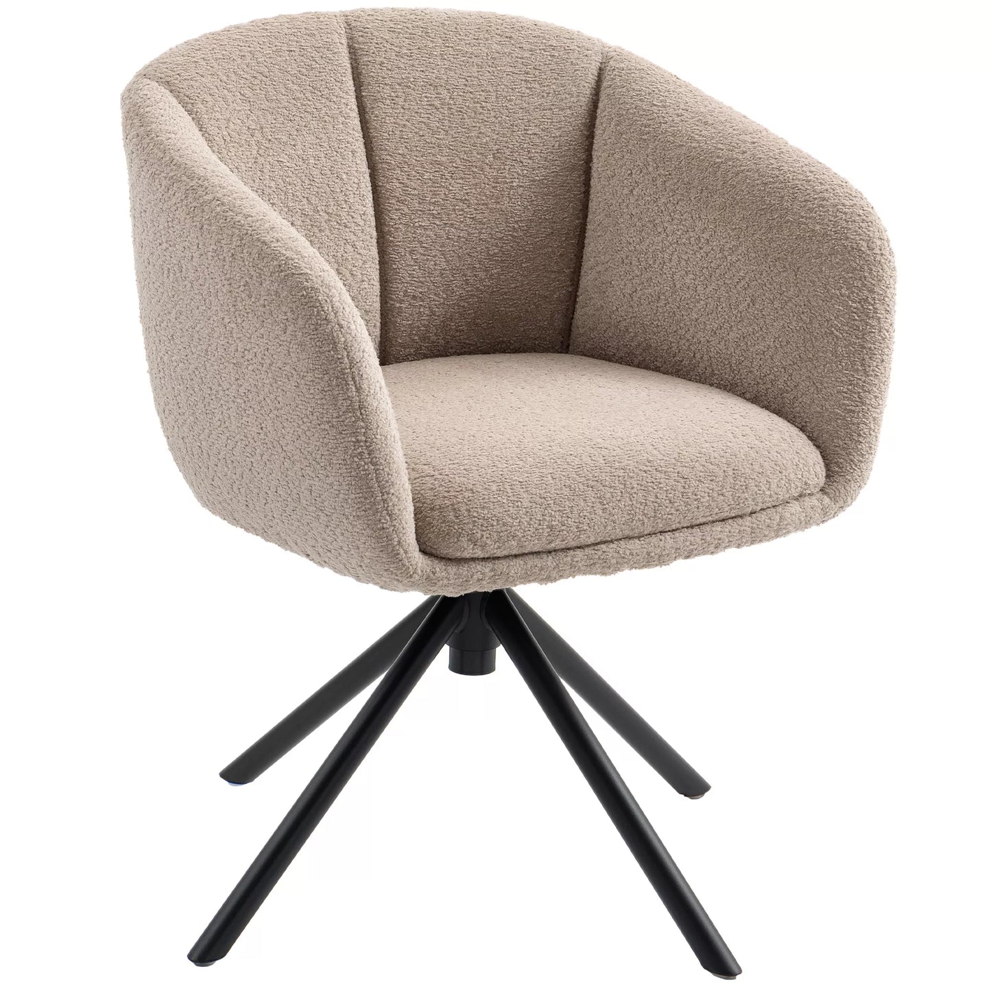 Fotelis, minkštasis krėslas su patogia sėdimąja dalimi, sukamasis, jaukus apmušalas, iki 120 kg, šviesiai rudas