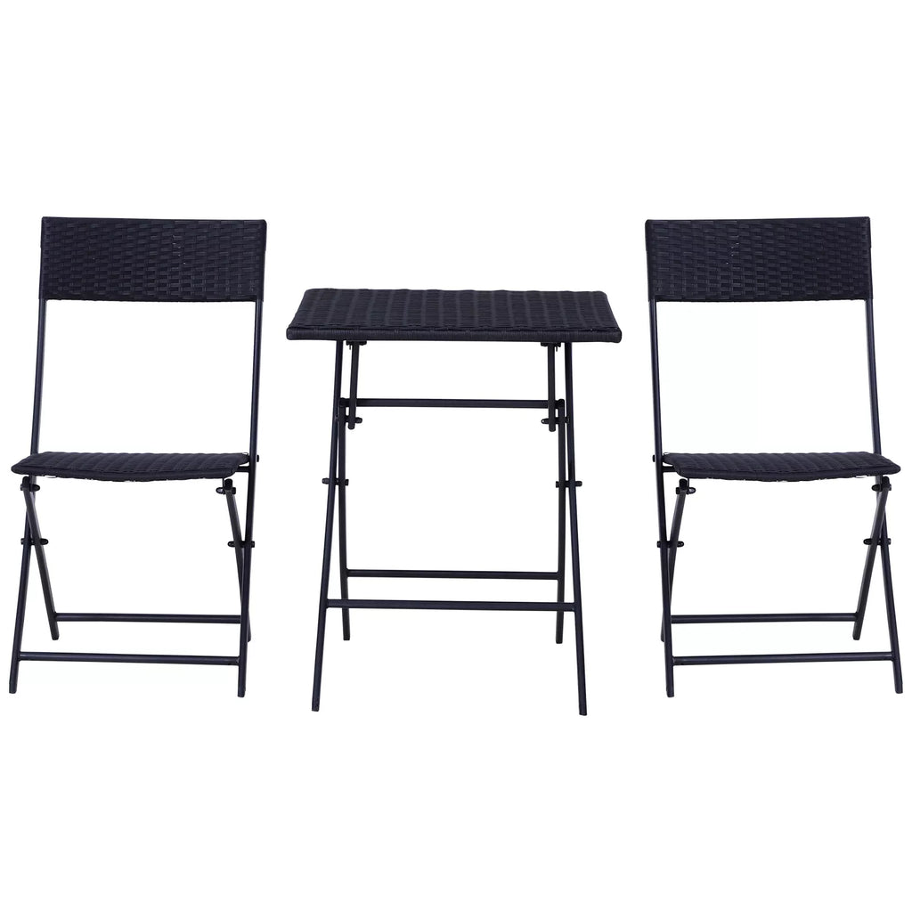 Polyrattan bistro komplektas 2 asmenims Sėdimoji grupė Rotango sodo baldų komplektas Juodas