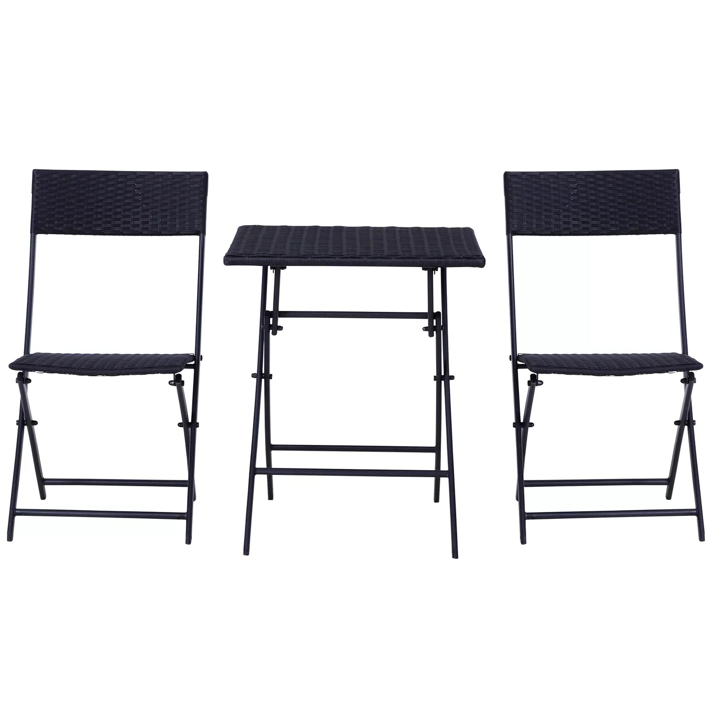 Polyrattan bistro komplektas 2 asmenims Sėdimoji grupė Rotango sodo baldų komplektas Juodas