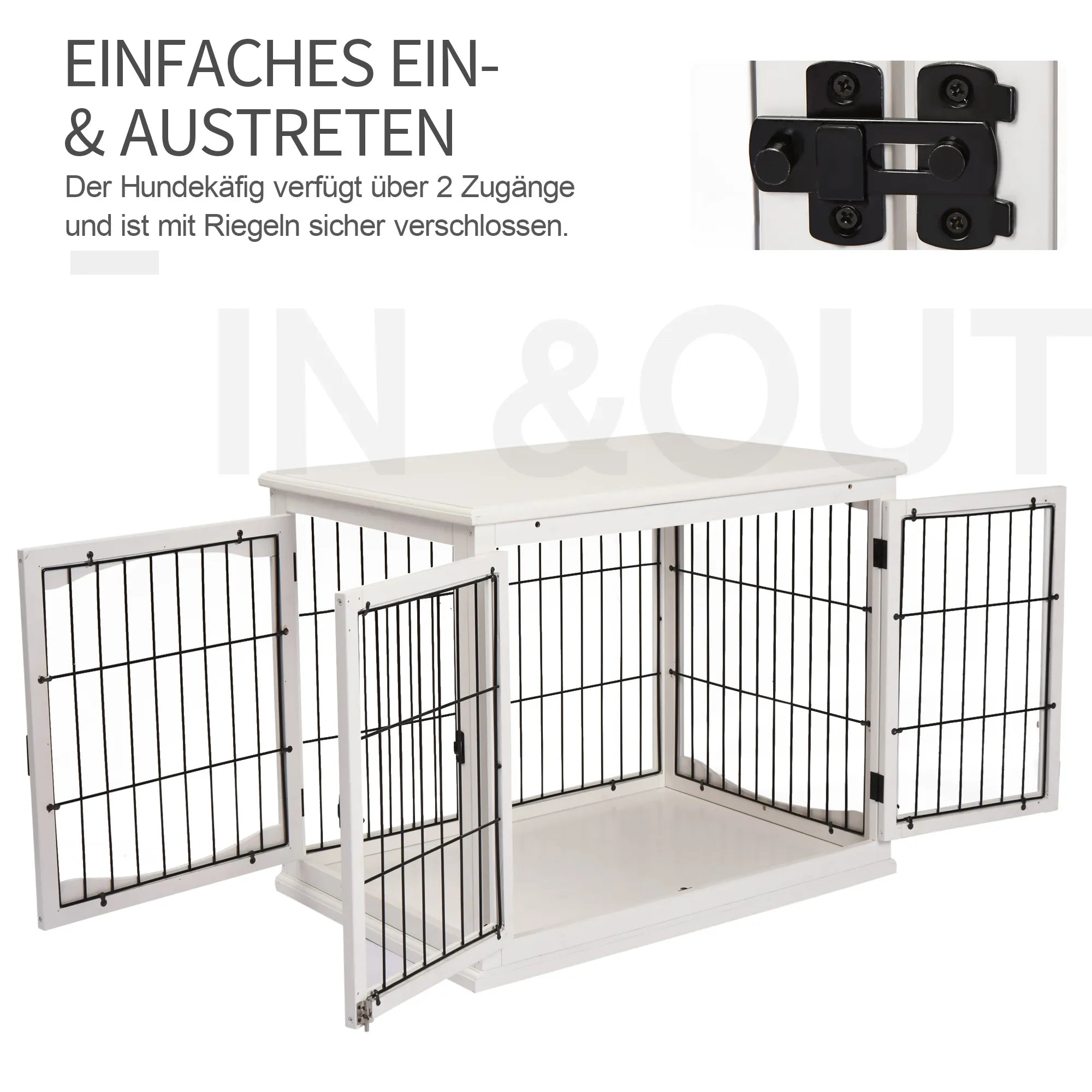 Transporto dėžė šunims 58,5 cm x 81 cm x 66 cm Durys, MDF mediena, geležis, 58,5 cm x 81 cm x 66 cm, balta