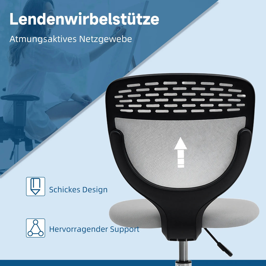 Ergonominis darbo kėdė poliesteris 106-126 cm reguliuojamo aukščio šviesiai pilka