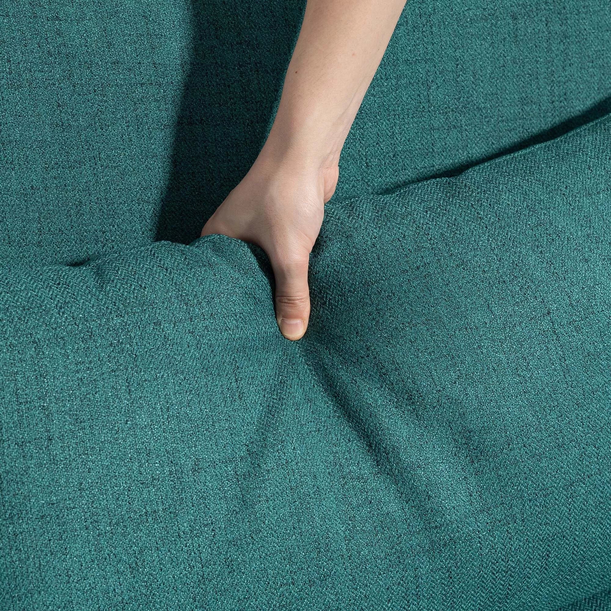 Miegamasis sofos, 3-vietė sofa su lovos funkcija, 2 pagalvės, minkšta sofa su reguliuojamu atlošu, lino išvaizda, žalia