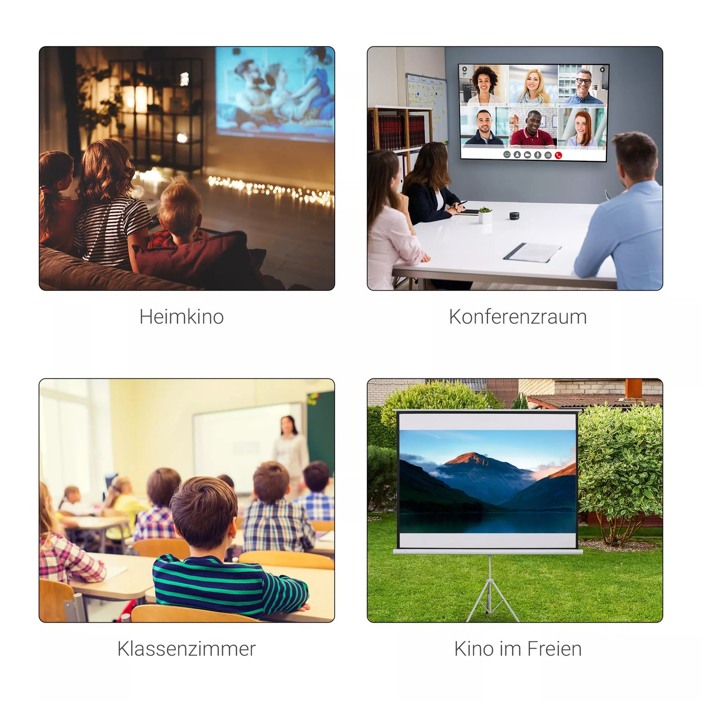 Projektorinė drobė 4:3 formatu, kino ekranas, pristatymų paviršius namams ar biurui, balta