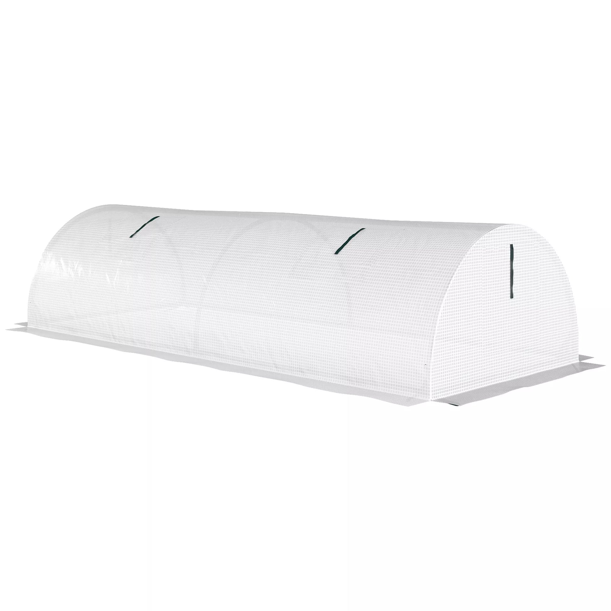 Plėvelės šiltnamis, mini tunelinis šiltnamis su tinkliniu langu, atsparus UV spinduliams, plastikinė plėvelė, 200 x 80 x 45 cm, baltas