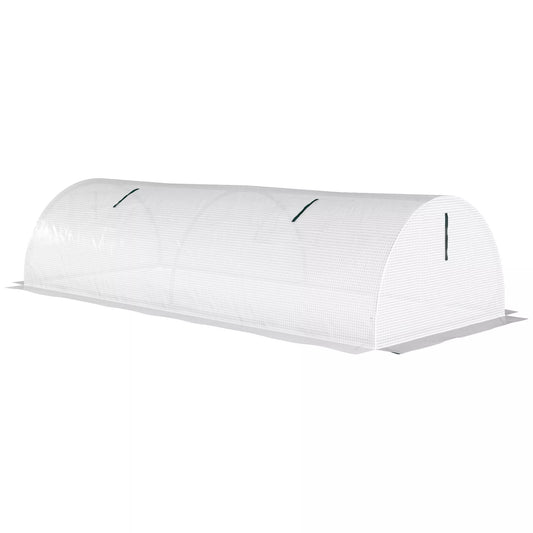 Plėvelės šiltnamis, mini tunelinis šiltnamis su tinkliniu langu, atsparus UV spinduliams, plastikinė plėvelė, 200 x 80 x 45 cm, baltas