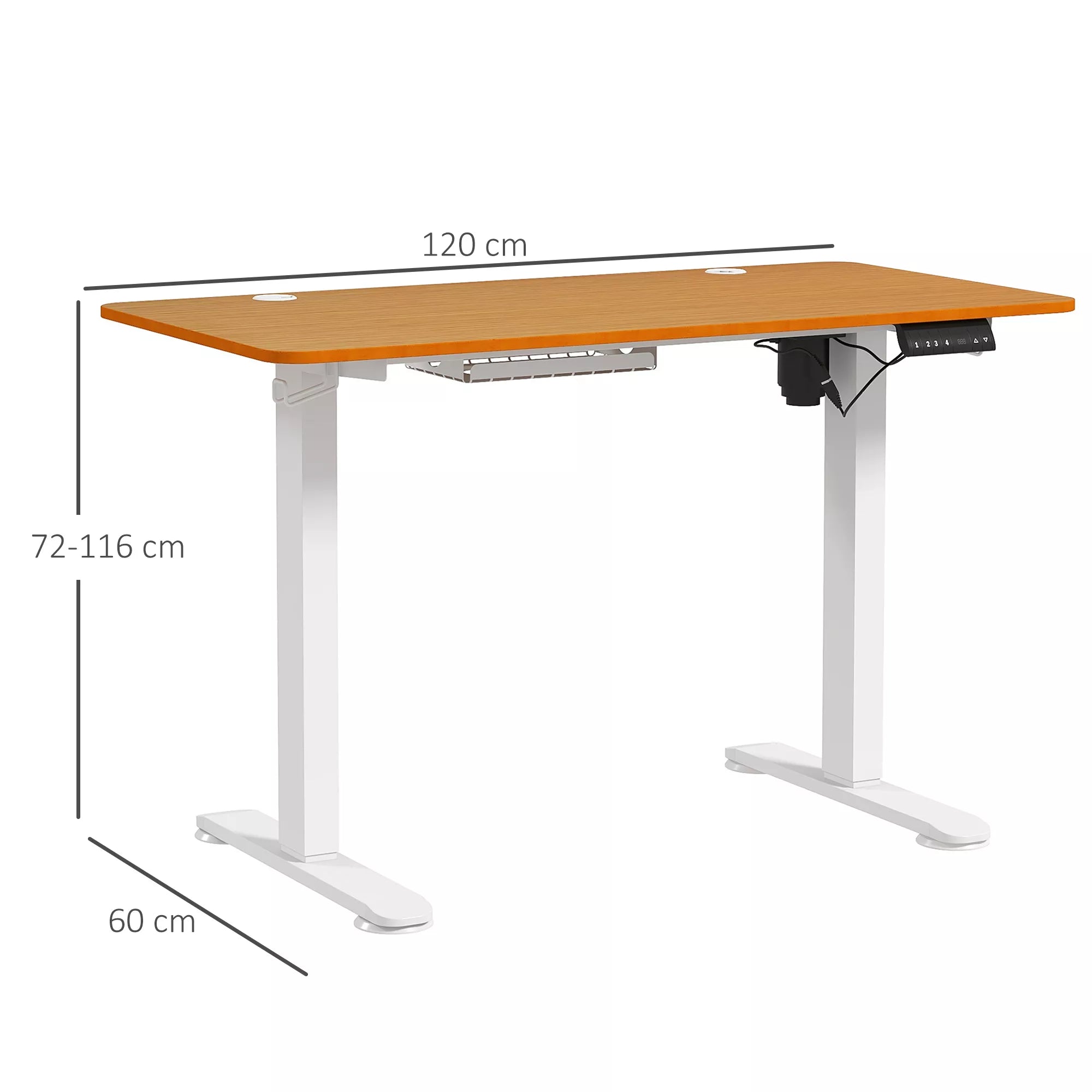 Stovimas stalas, reguliuojamo aukščio, 120x60x72-116cm, natūrali/balta