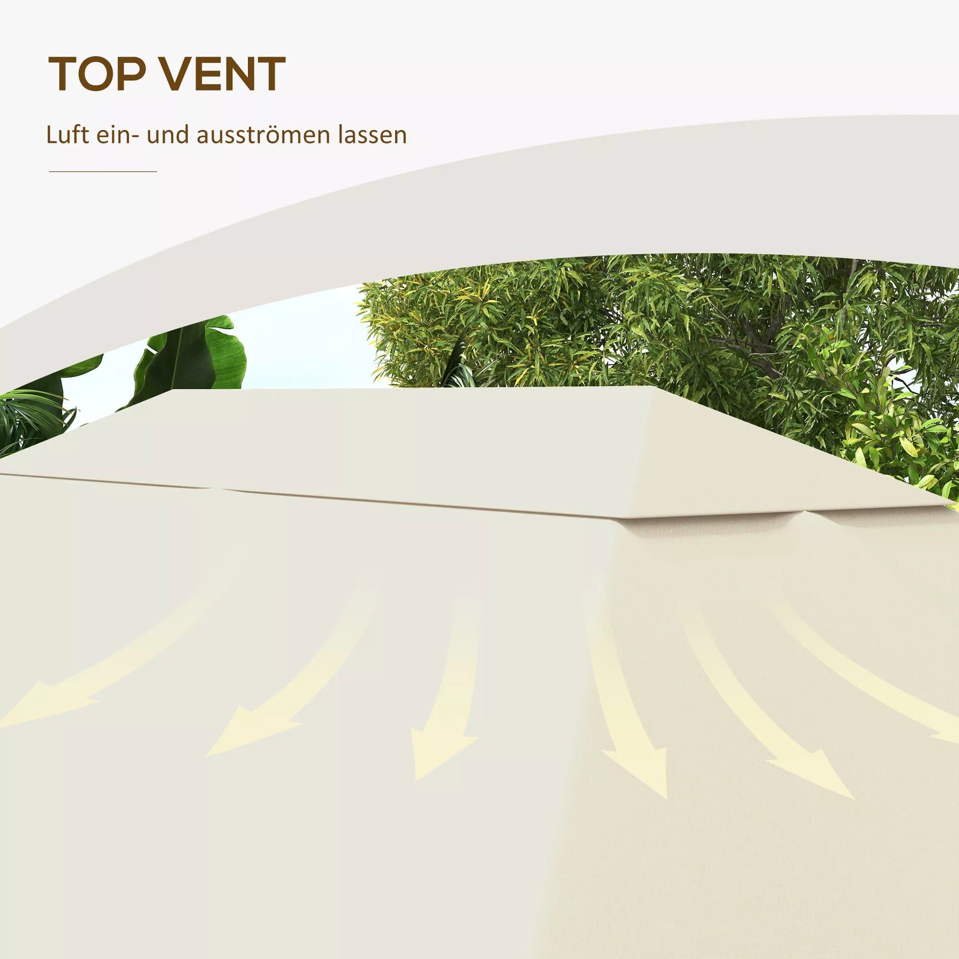 Pavilion paviljono atsarginis stogas, atsparus atmosferos poveikiui, 397 x 297 cm, kreminės spalvos