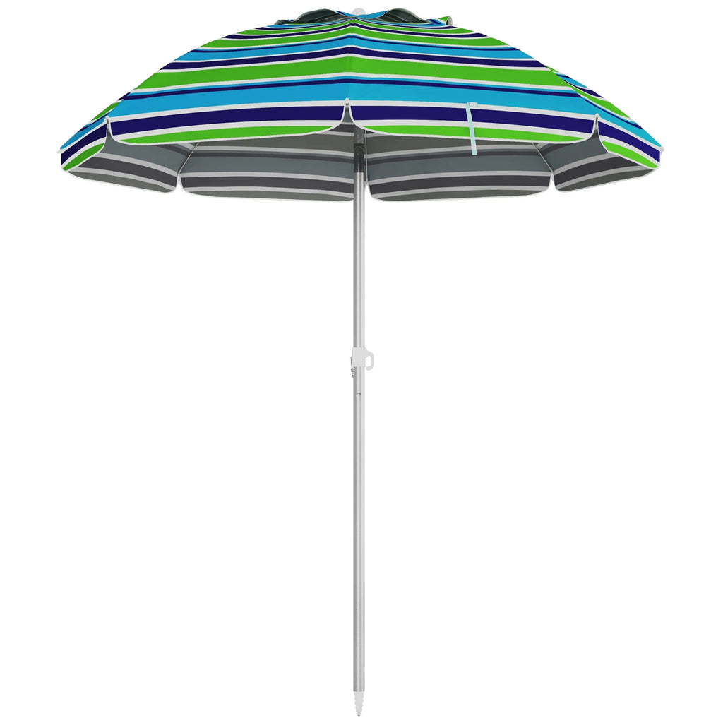 Paplūdimio skėtis, skersmuo 178 cm, UV40+, atsparus vėjui, tvirtas, reguliuojamo aukščio, su pakreipimo funkcija, ventiliacija, kišenė, įvairių spalvų