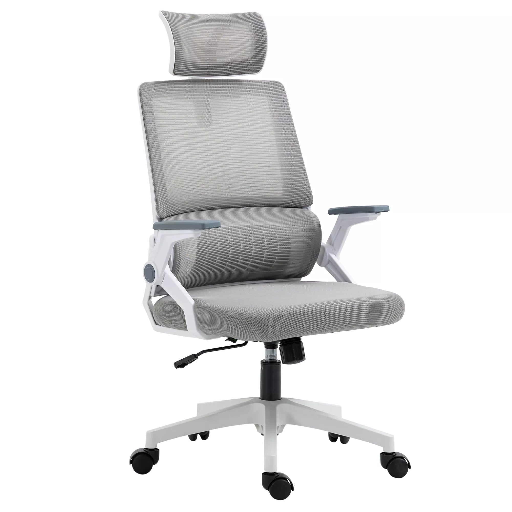Biuro kėdė ergonomiška su galvos atrama iki 120 kg, pilka